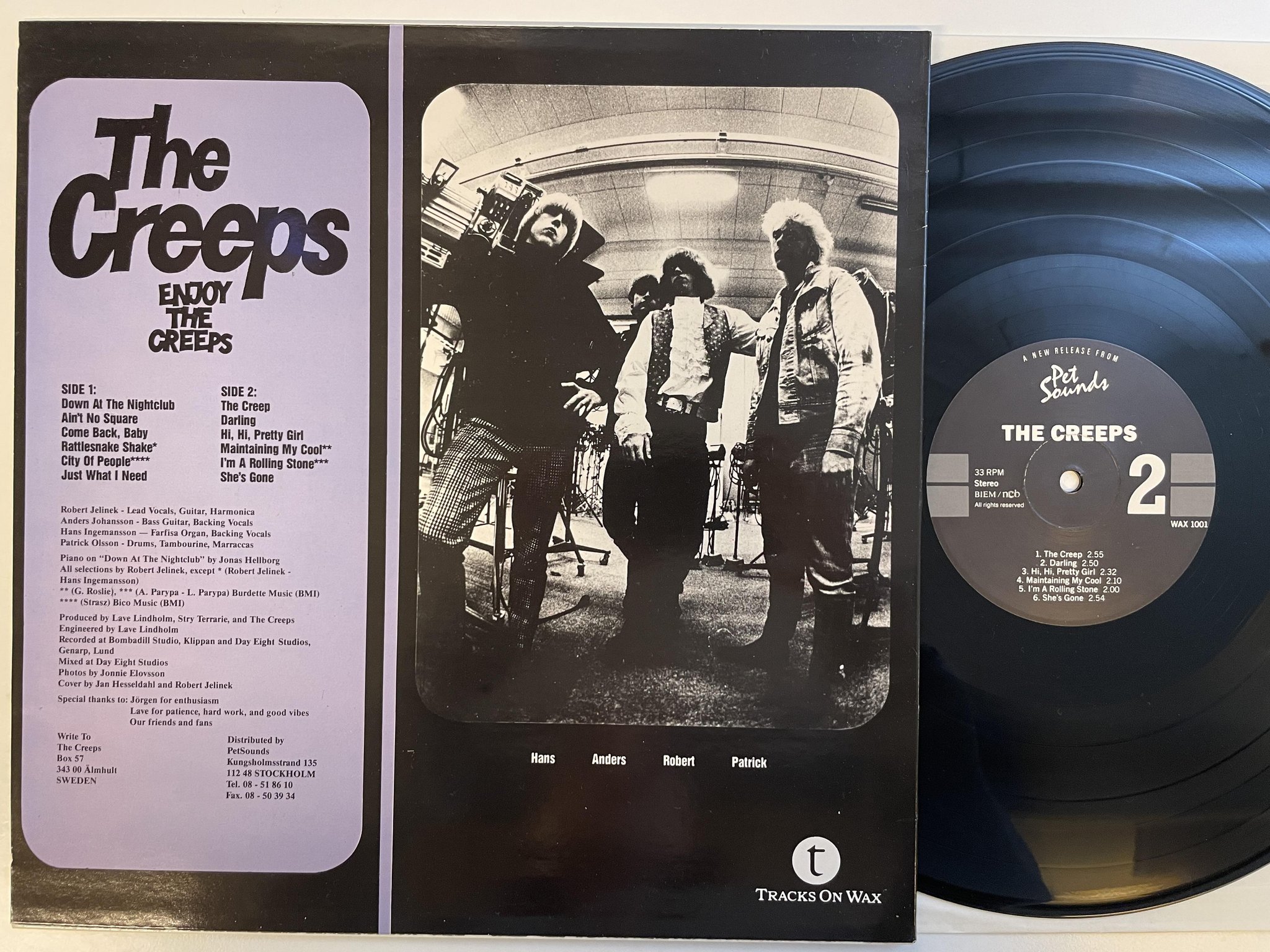 Omslagsbild för skivan THE CREEPS s/t LP re Swe TRACKS ON WAX WAX 1001