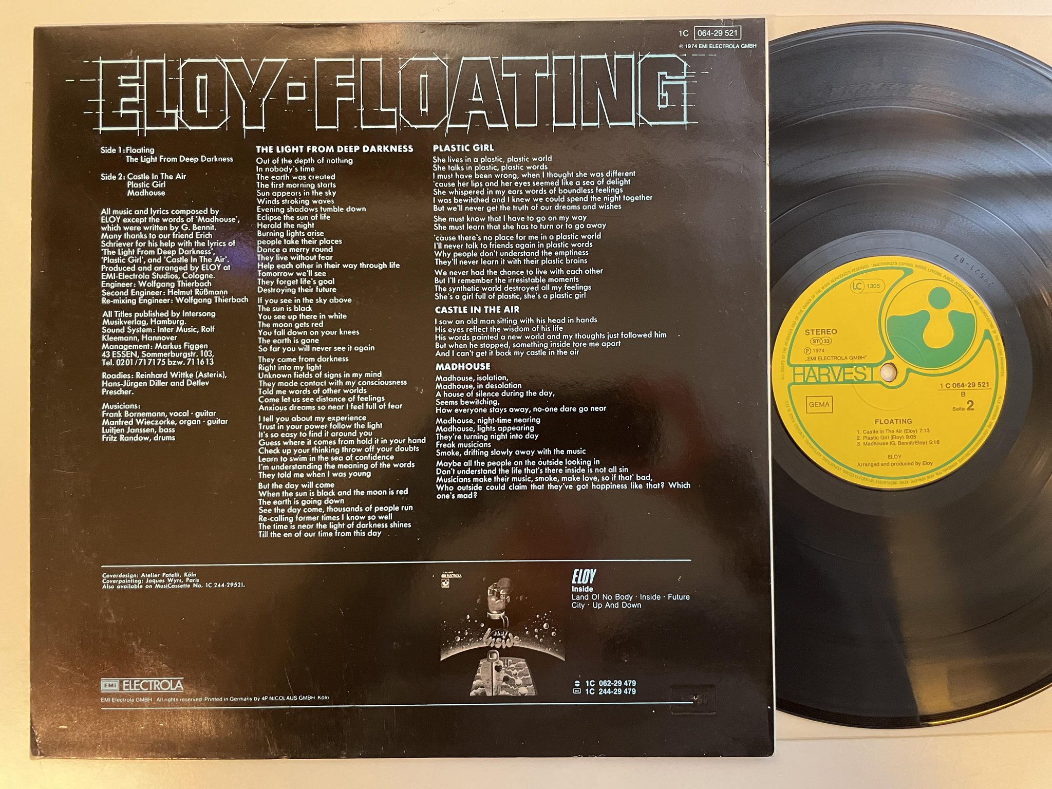 Omslagsbild för skivan ELOY floating LP -74 Ger HARVEST 1C 064-29521 *** SPACE ROCK ***
