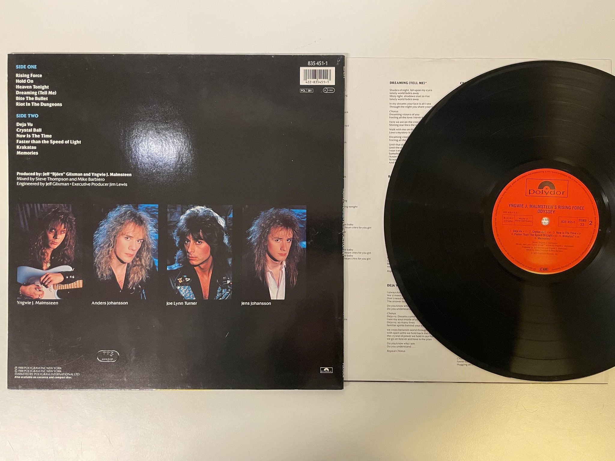 Omslagsbild för skivan YNGWIE J. MALMSTEEN'S RISING FORCE odyssey LP -88 Ger POLYDOR 835451-1