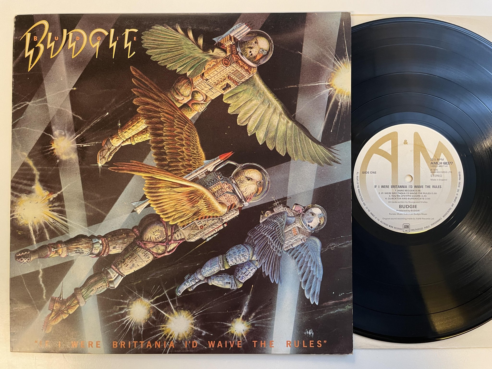 Omslagsbild för skivan BUDGIE if I were Britannia I'd waive the rules LP -76 UK A&M AMLH 68377
