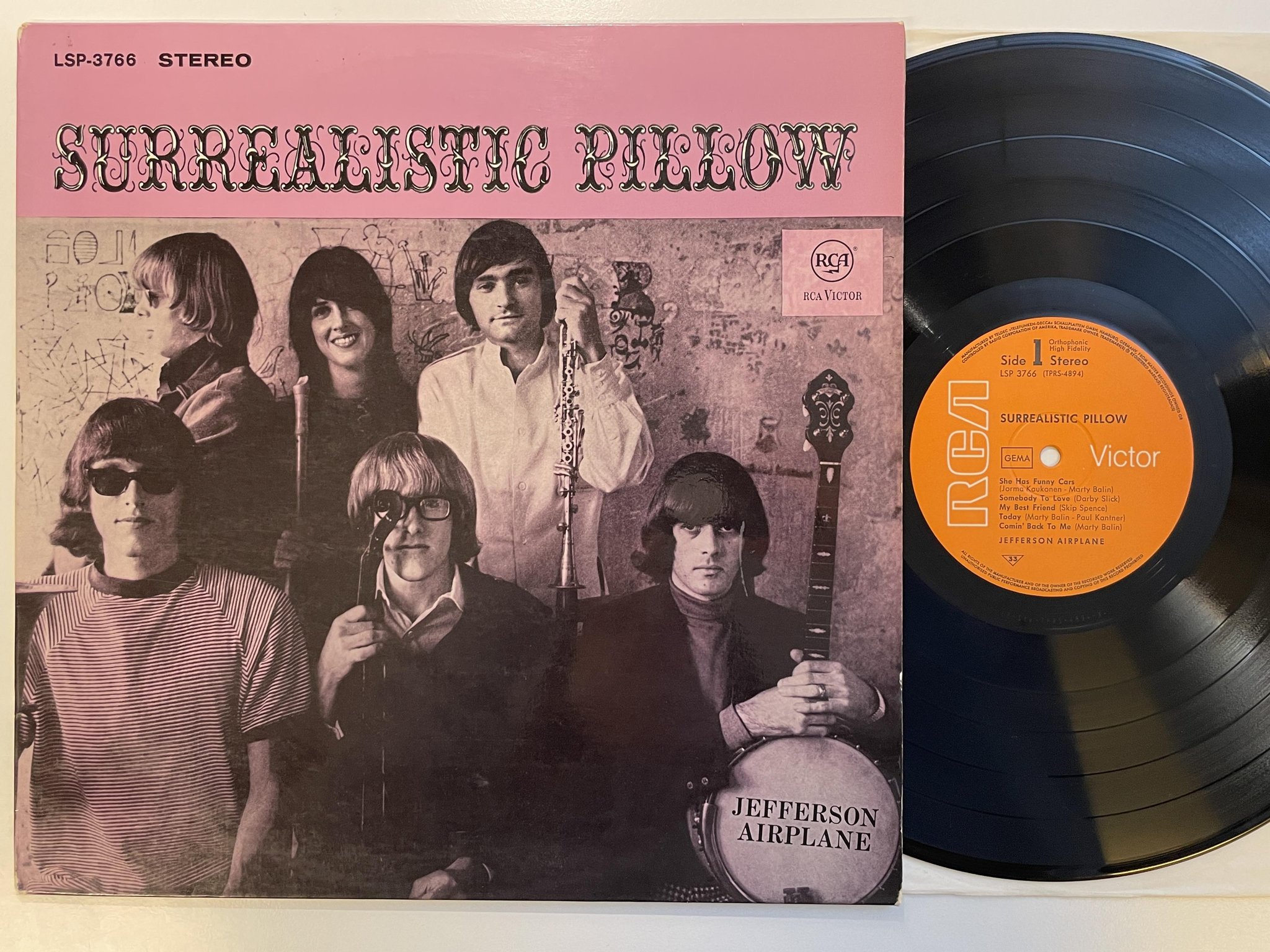 Omslagsbild för skivan JEFFERSON AIRPLANE Surrealistic Pillow LP -67/69 Ger RCA LSP 3766 ** KILLER **