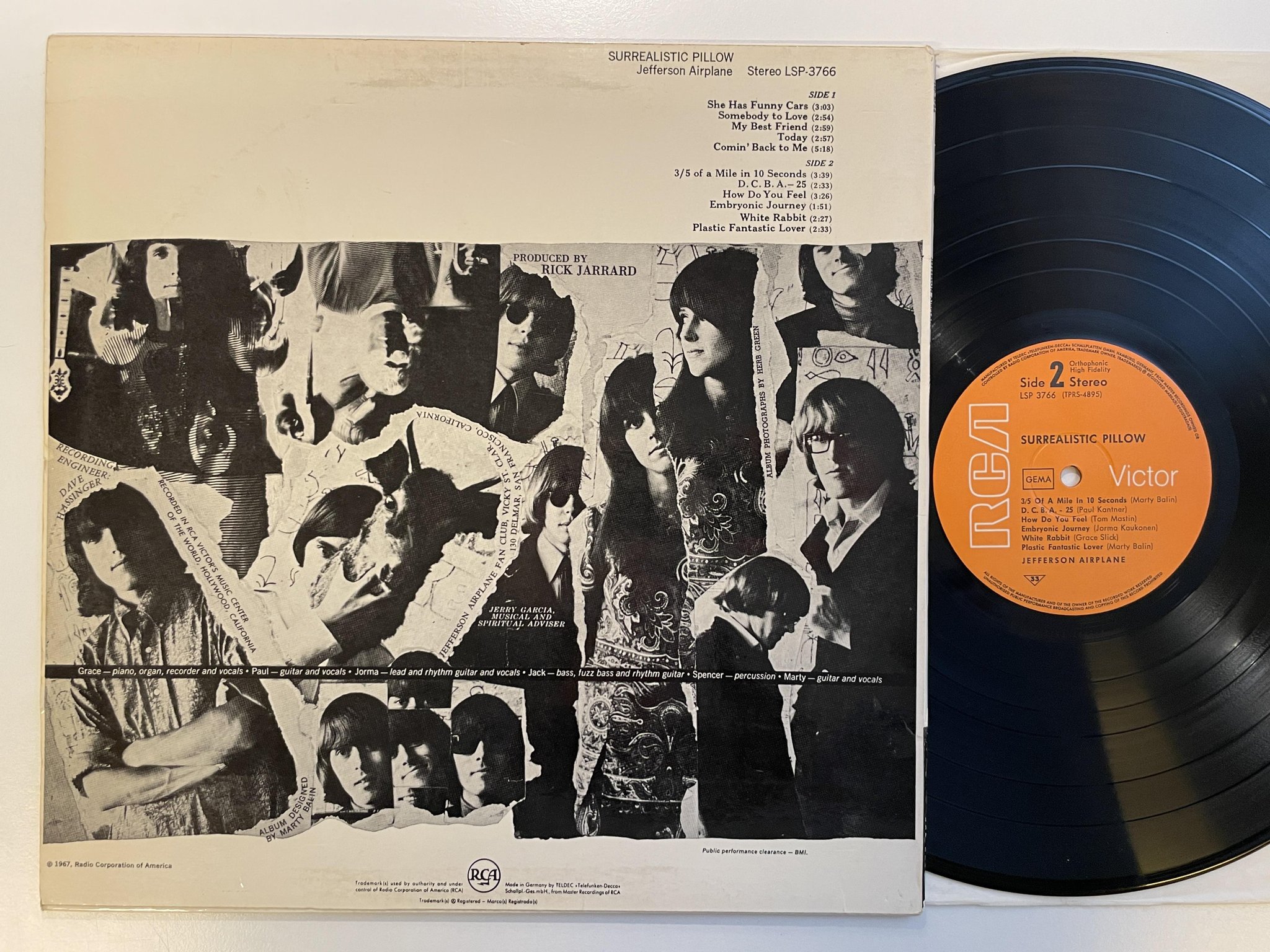 Omslagsbild för skivan JEFFERSON AIRPLANE Surrealistic Pillow LP -67/69 Ger RCA LSP 3766 ** KILLER **