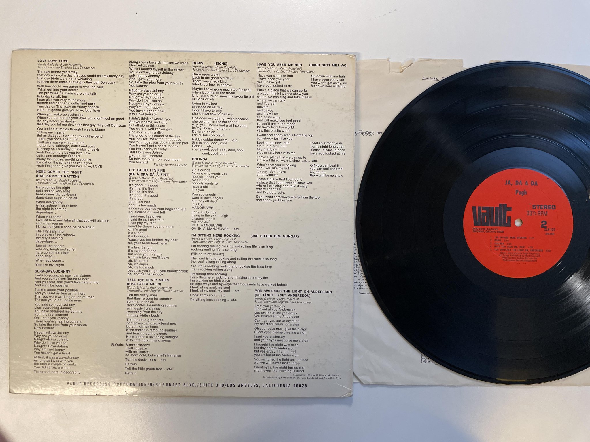 Omslagsbild för skivan PUGH ja da a da LP -70 US VAULT SLP-137