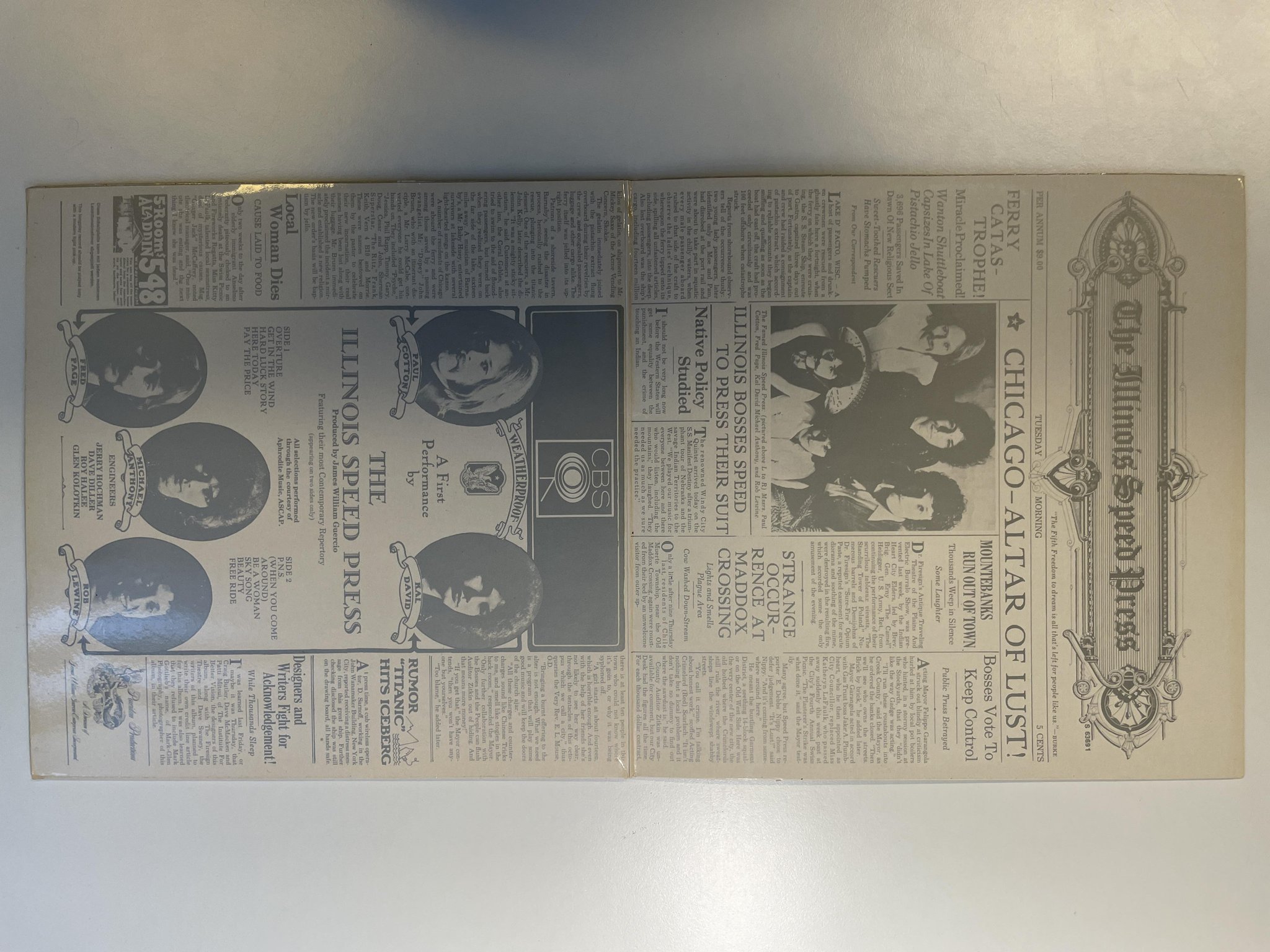 Omslagsbild för skivan ILLINOIS SPEED PRESS s/t LP -68 Ger CBS S 63 691