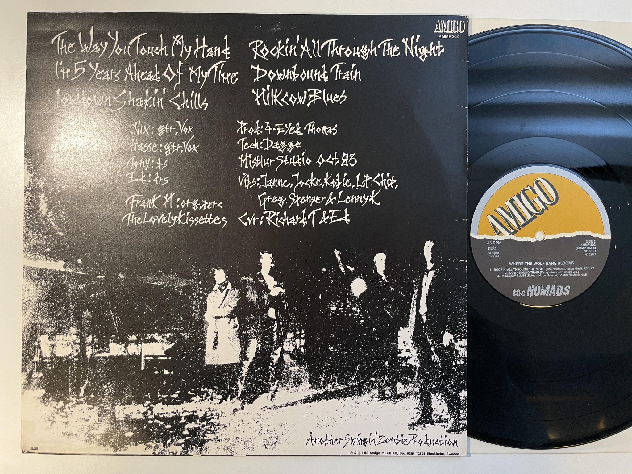 Omslagsbild för skivan THE NOMADS where the wolf bane blooms LP -83 Swe AMIGO AMMP 302