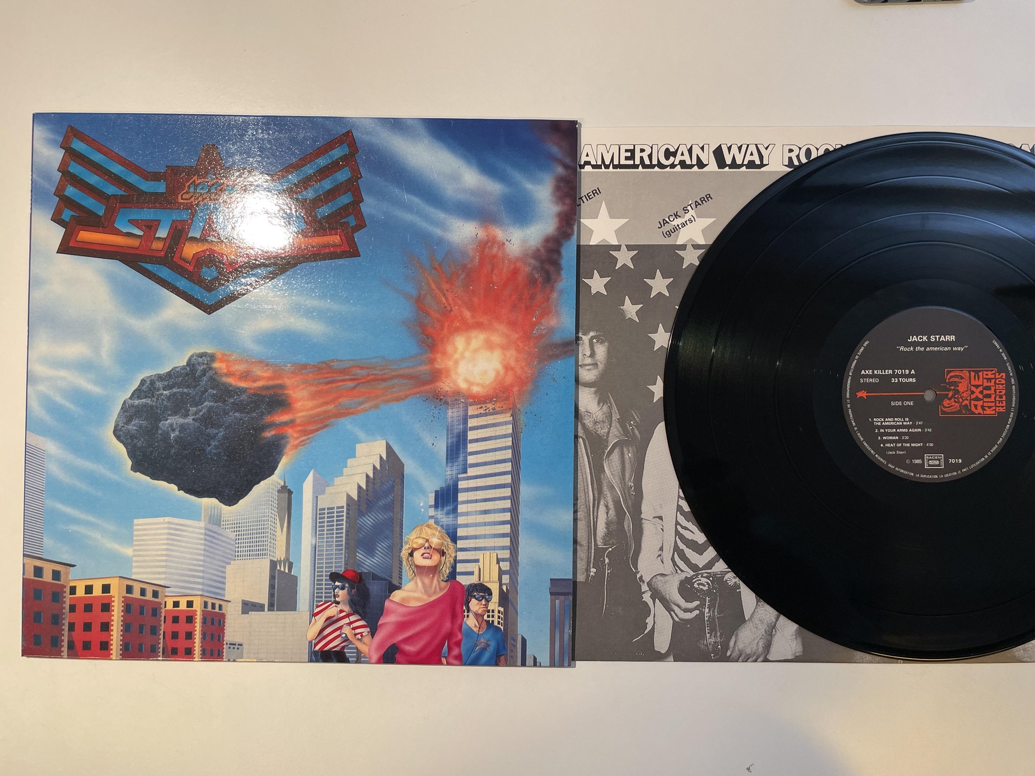 Omslagsbild för skivan JACK STARR rock the american way LP -85 Fra AXE KILLER 7019