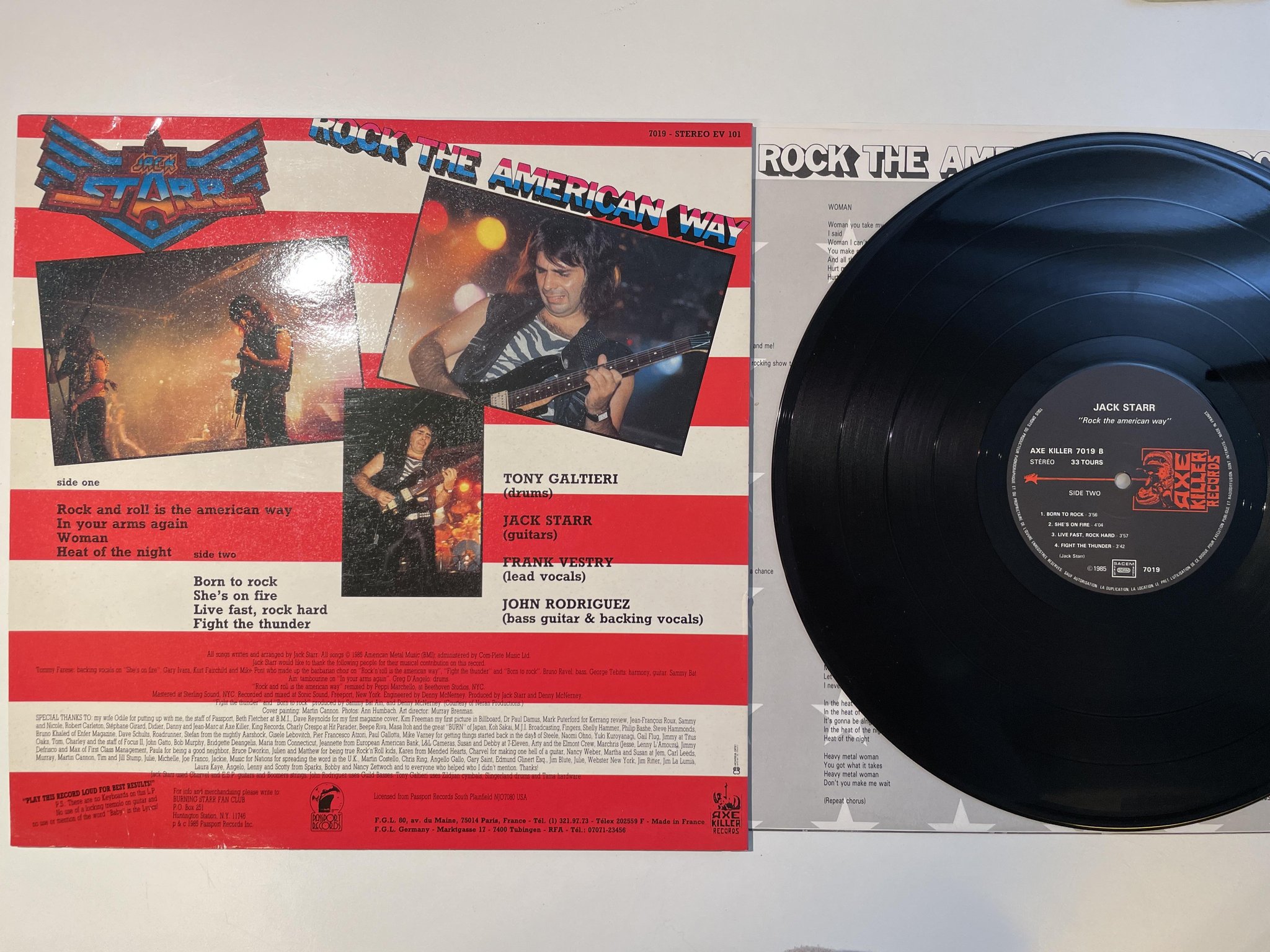 Omslagsbild för skivan JACK STARR rock the american way LP -85 Fra AXE KILLER 7019
