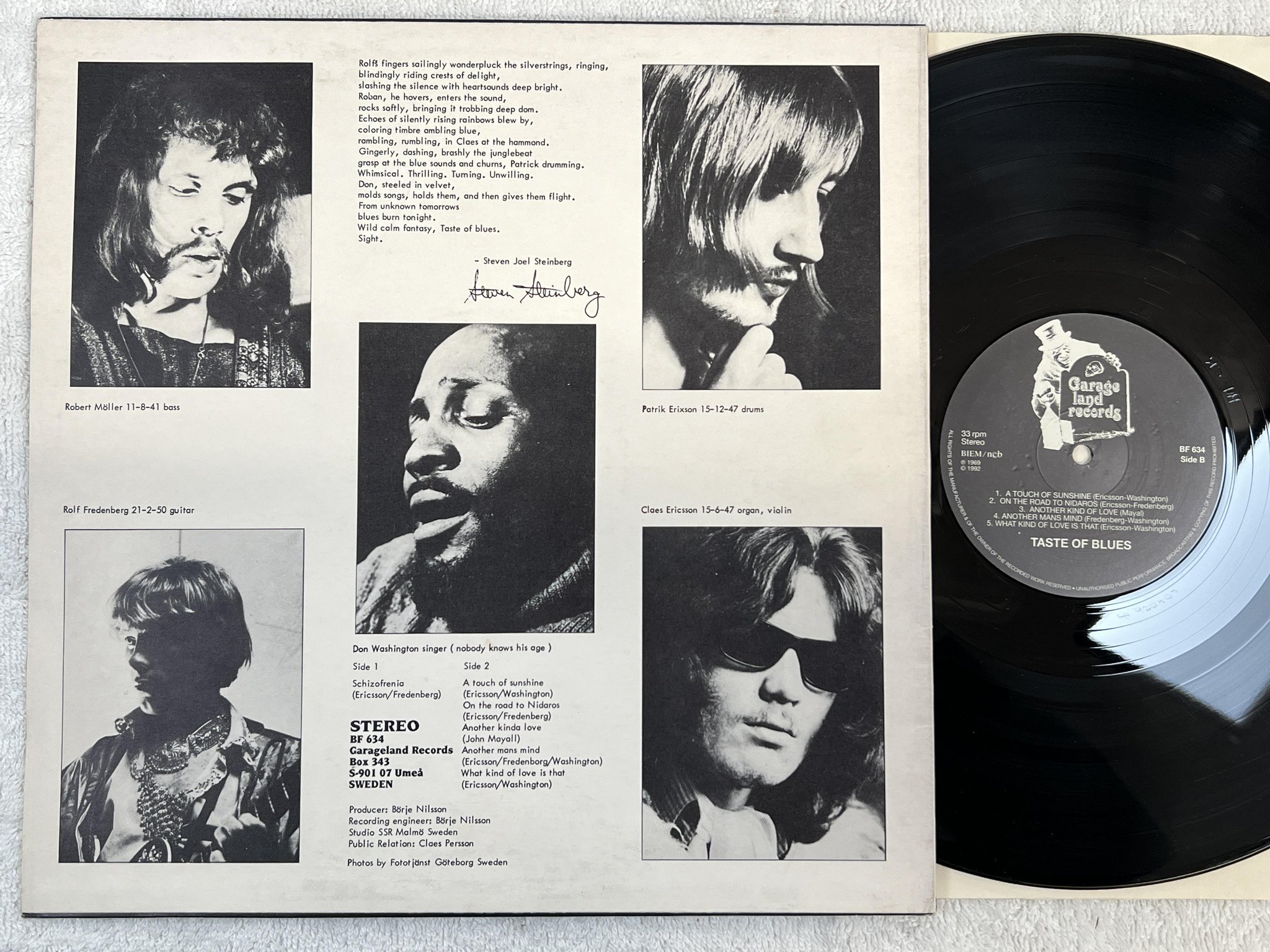 Omslagsbild för skivan TASTE OF BLUES Schizofrenia LP -69/92 Swe GARAGELAND BF 634 ** psych **