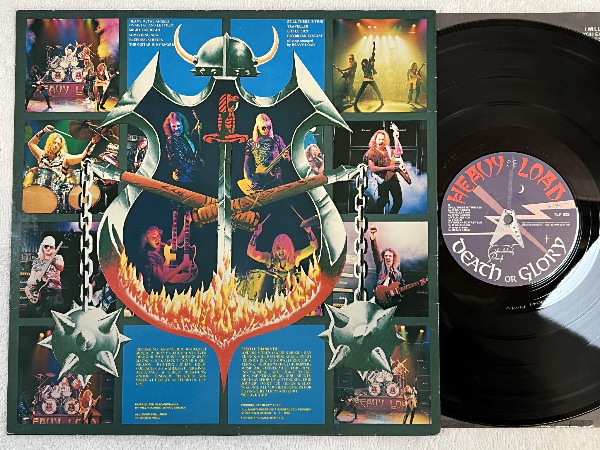 Omslagsbild för skivan HEAVY LOAD death or glory LP -82 Swe THUNDERLOAD TLP 822 *** POSTER ***