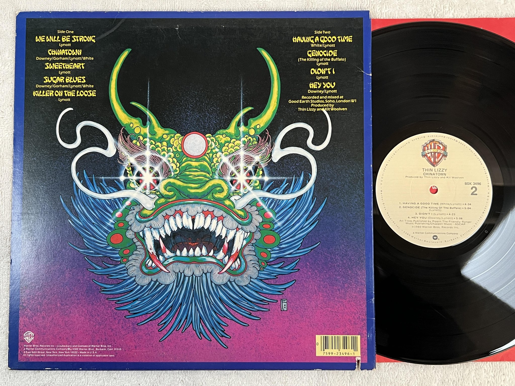 Omslagsbild för skivan THIN LIZZY chinatown LP -80 US WARNER BROS BSK 3496