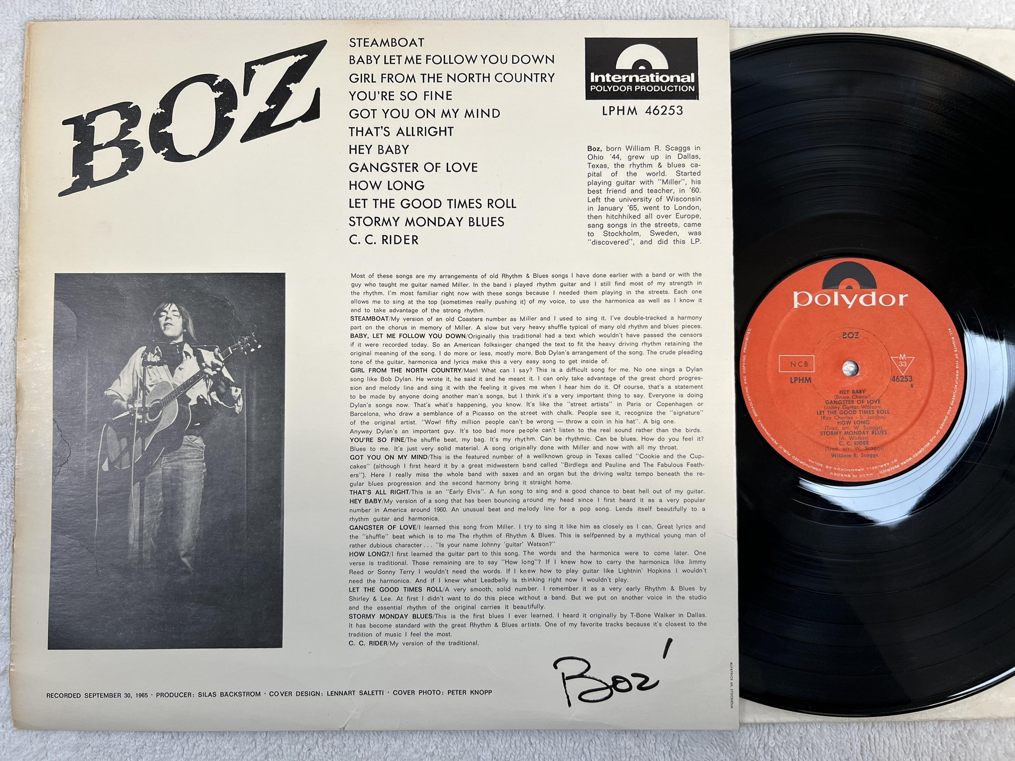 Omslagsbild för skivan BOZ SCAGGS boz LP -66 Swe POLYDOR LPHM 46253 *** RARE ***