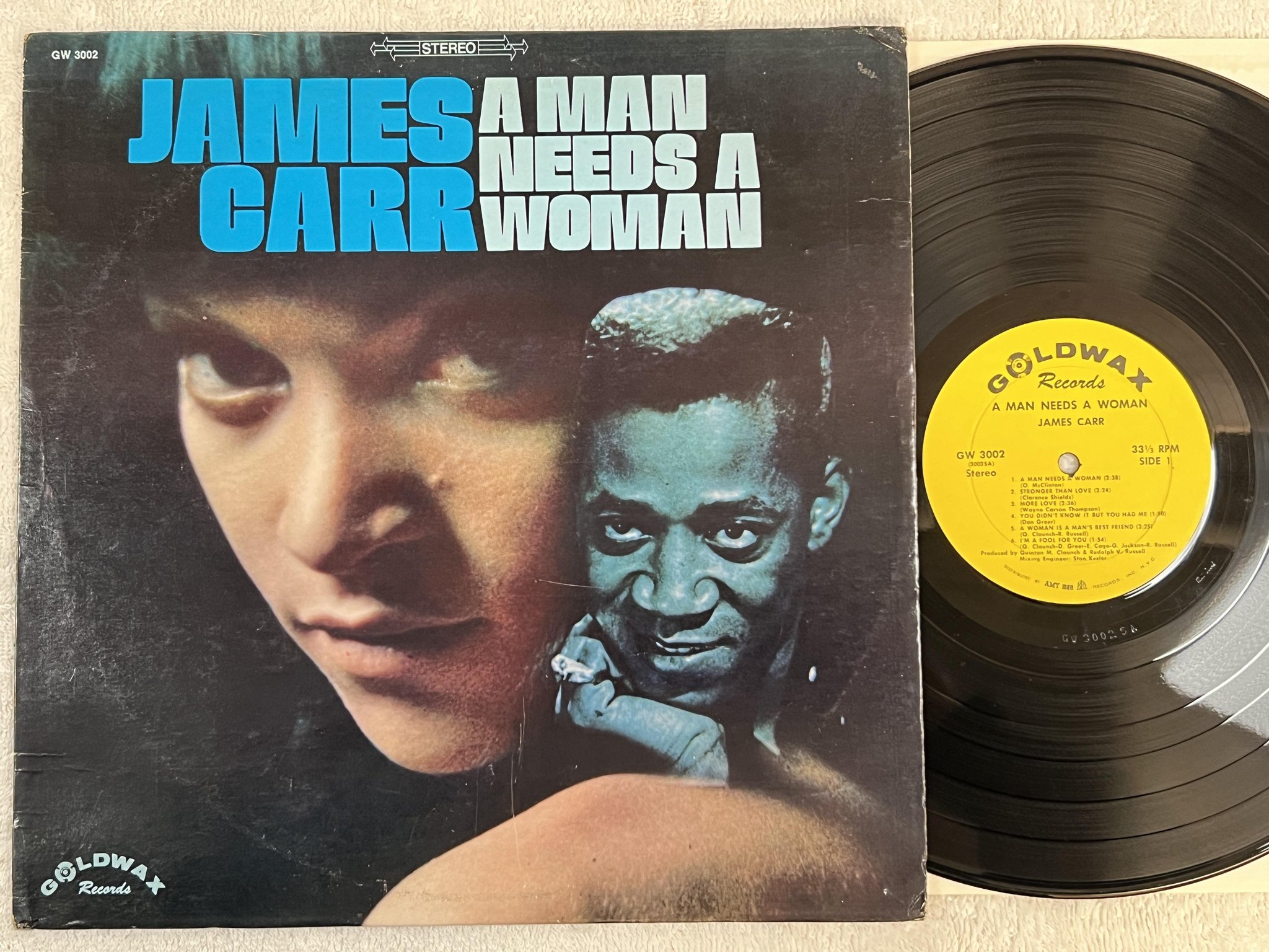 Omslagsbild för skivan JAMES CARR a man needs a woman LP -68 US GOLDWAX GW-3002 ** RARE SOUL **
