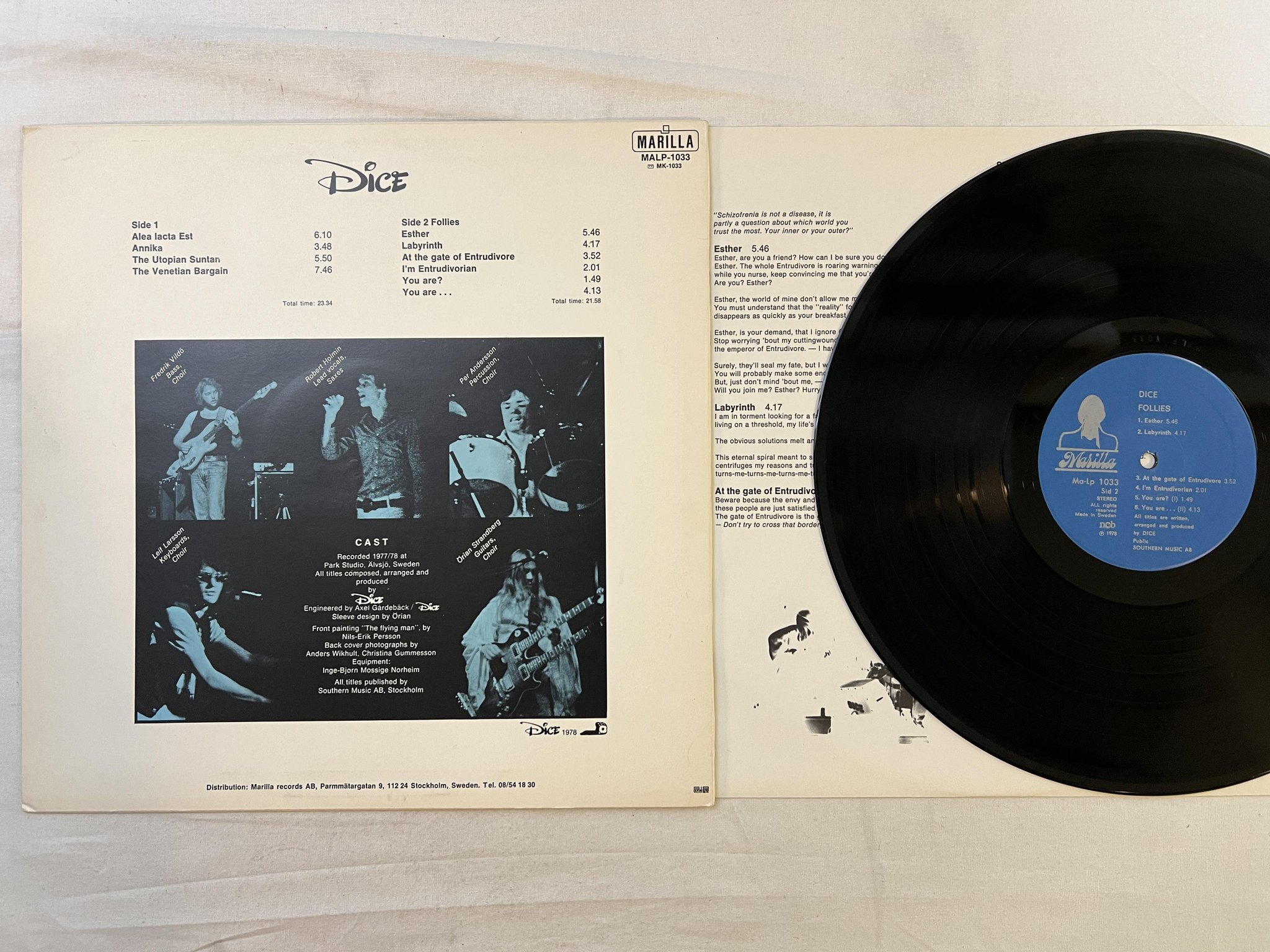 Omslagsbild för skivan DICE s/t LP -78 Swe MARILLA Ma-Lp 1033 *** RARE SWEDISH PROG ***