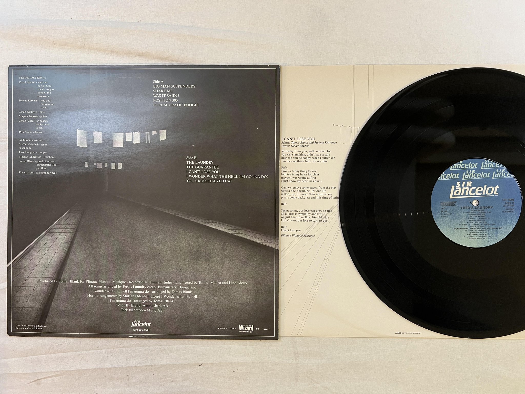 Omslagsbild för skivan FRED'S LAUNDRY the laundry LP -85 Swe SIR LANCELOT SIR 8006 ** Swedish boogie **