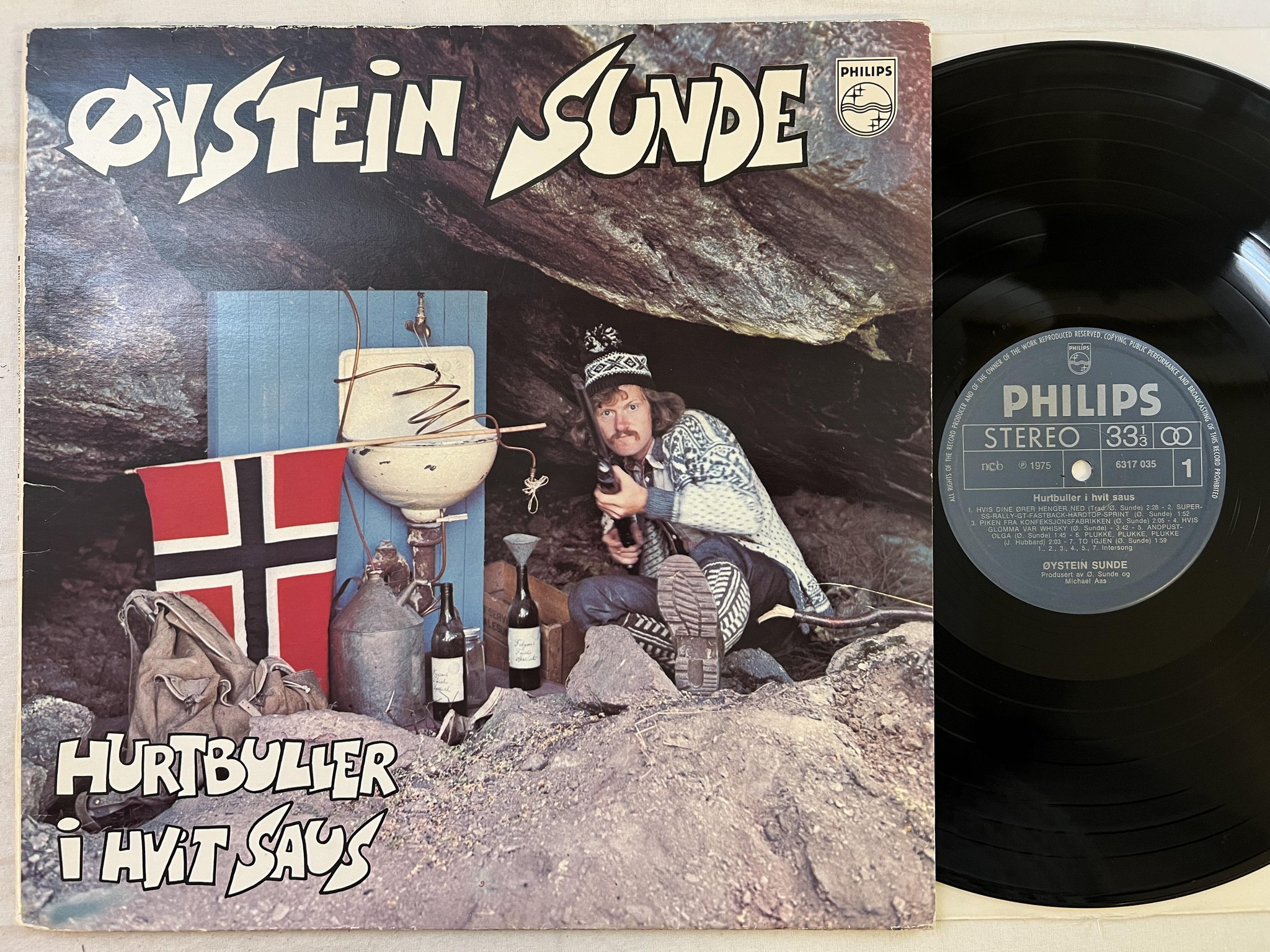 Omslagsbild för skivan ÖYSTEIN SUNDE Hurtbuller I Hvit Saus LP -75 Swe PHILIPS 6317 035