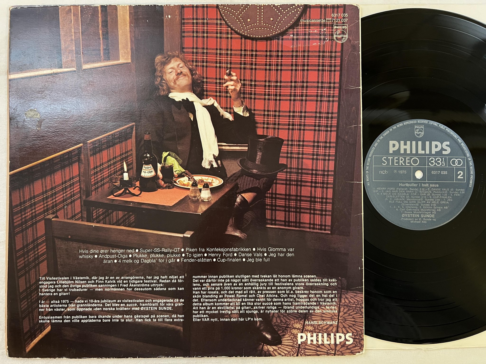 Omslagsbild för skivan ÖYSTEIN SUNDE Hurtbuller I Hvit Saus LP -75 Swe PHILIPS 6317 035