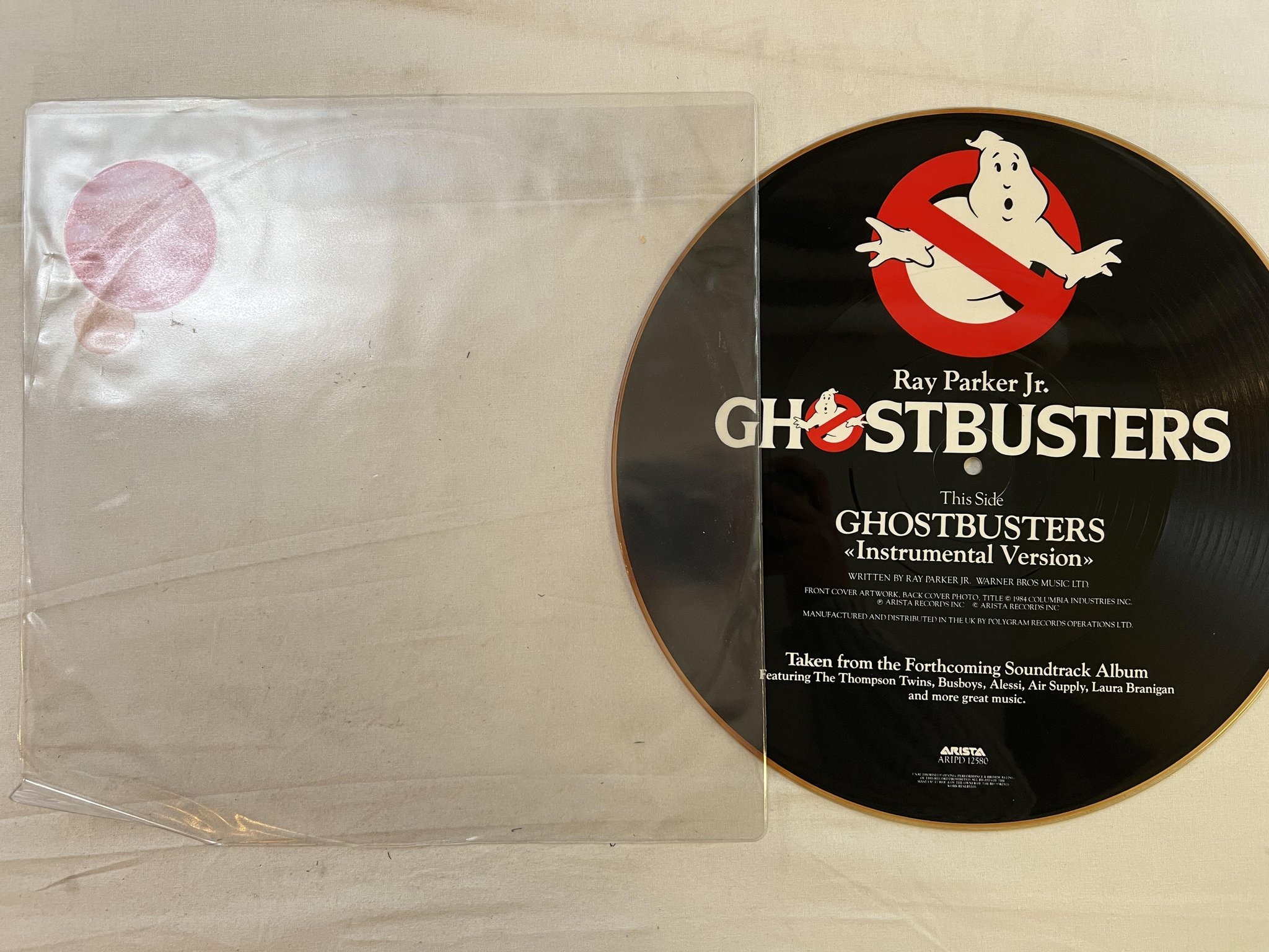 Omslagsbild för skivan RAY PARKER JR. ghostbusters 12" PICTURE DISC -84 UK ARISTA ARIPD 12580