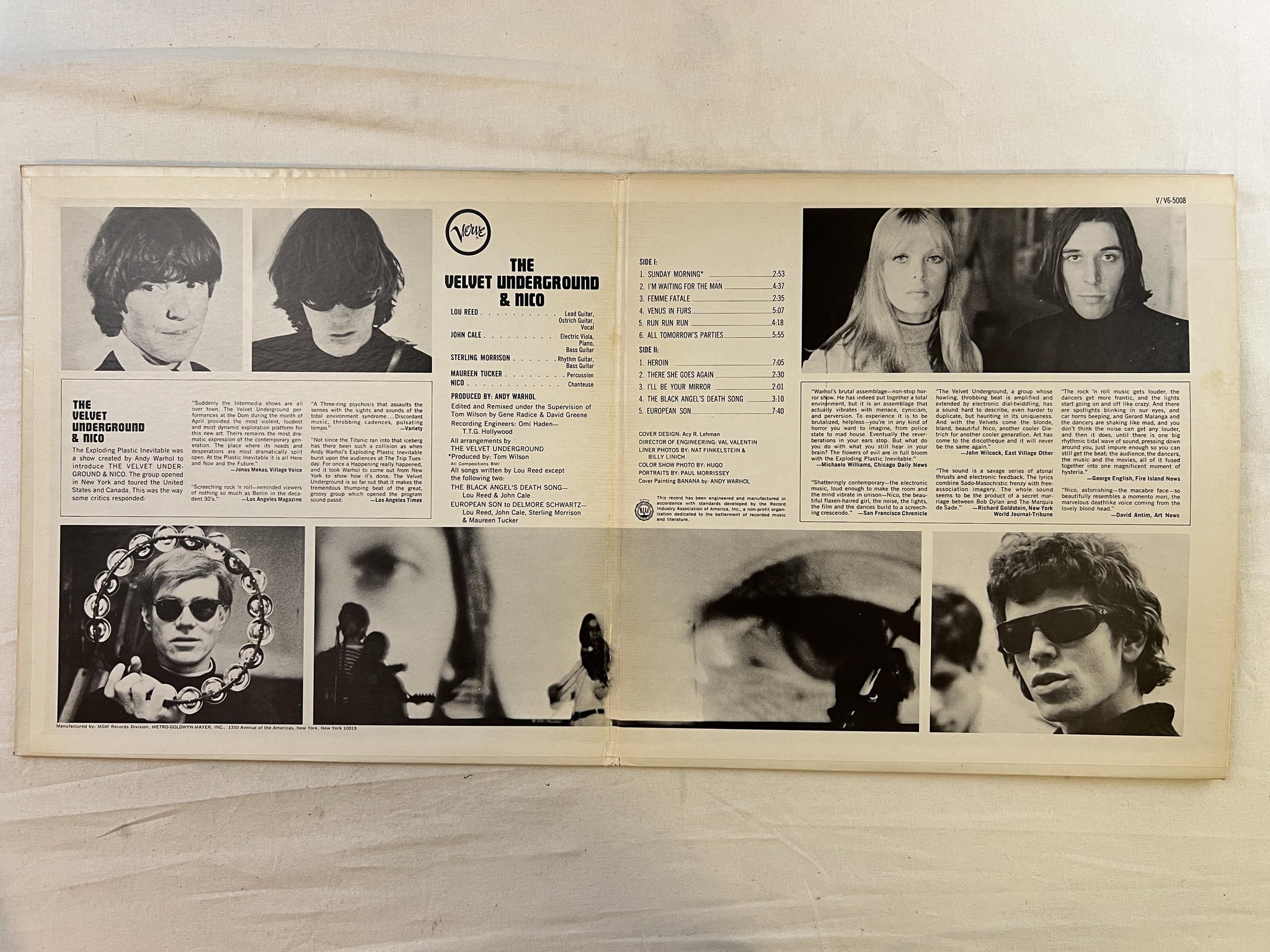 Omslagsbild för skivan THE VELVET UNDERGROUND & NICO LP Ger VERVE 710 004 ** Andy Warhol art cover **