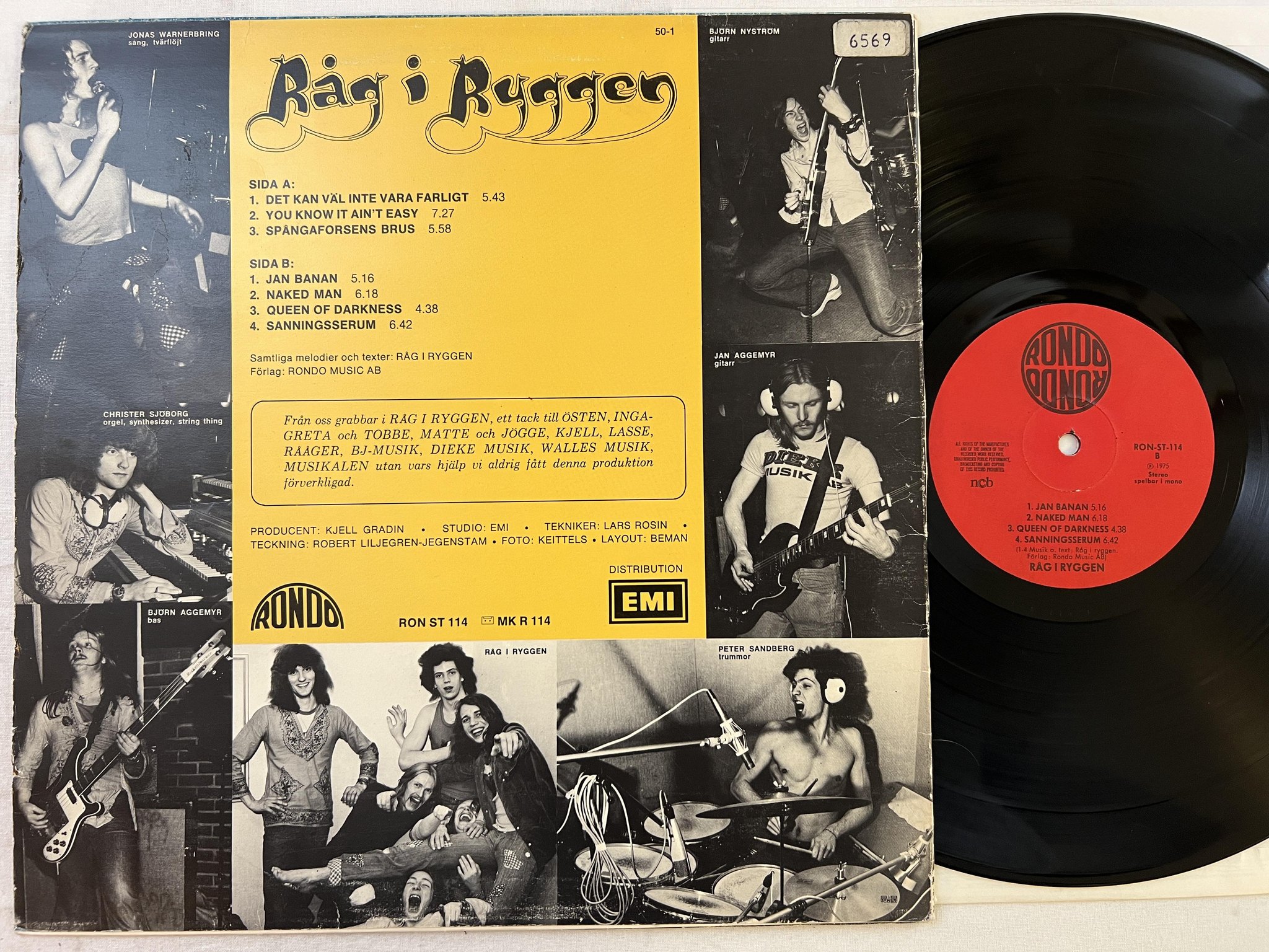 Omslagsbild för skivan RÅG I RYGGEN s/t LP -75 Swe RONDO RON-ST 114