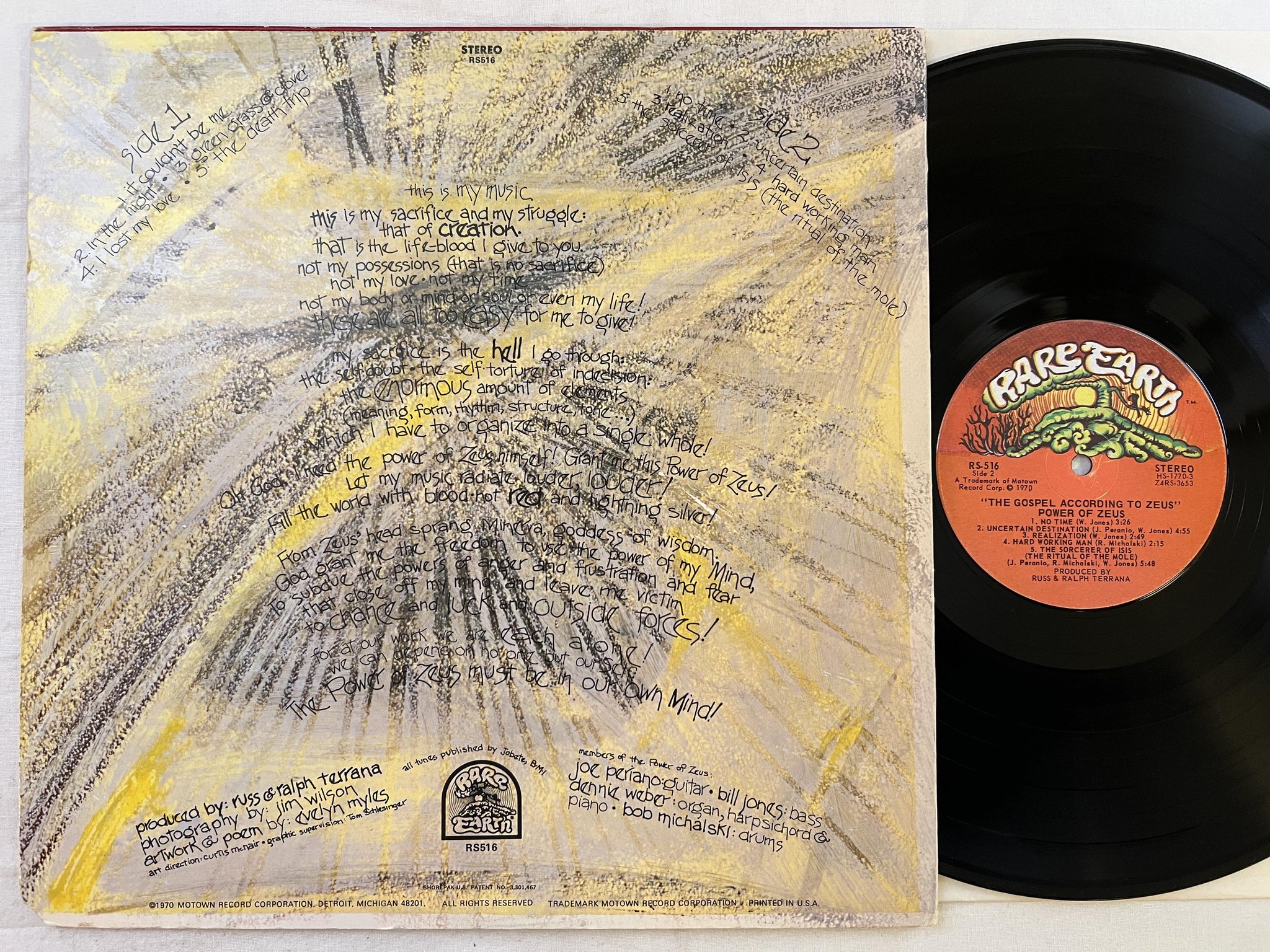 Omslagsbild för skivan POWER OF ZEUS the gospel according to Zeus LP -70 US **** rare hard psych ****