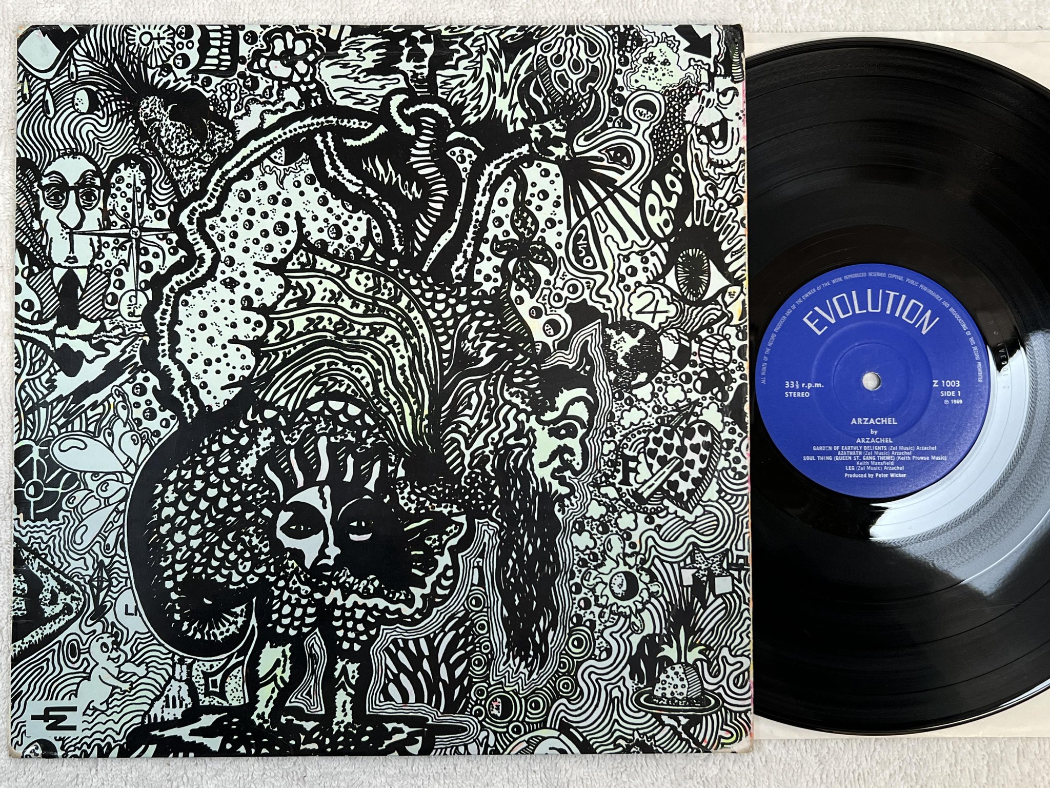 Omslagsbild för skivan ARZACHEL s/t LP -69 UK EVOLUTION Z 1003 ***** OG MEGA RARE 1st ISSUE *****