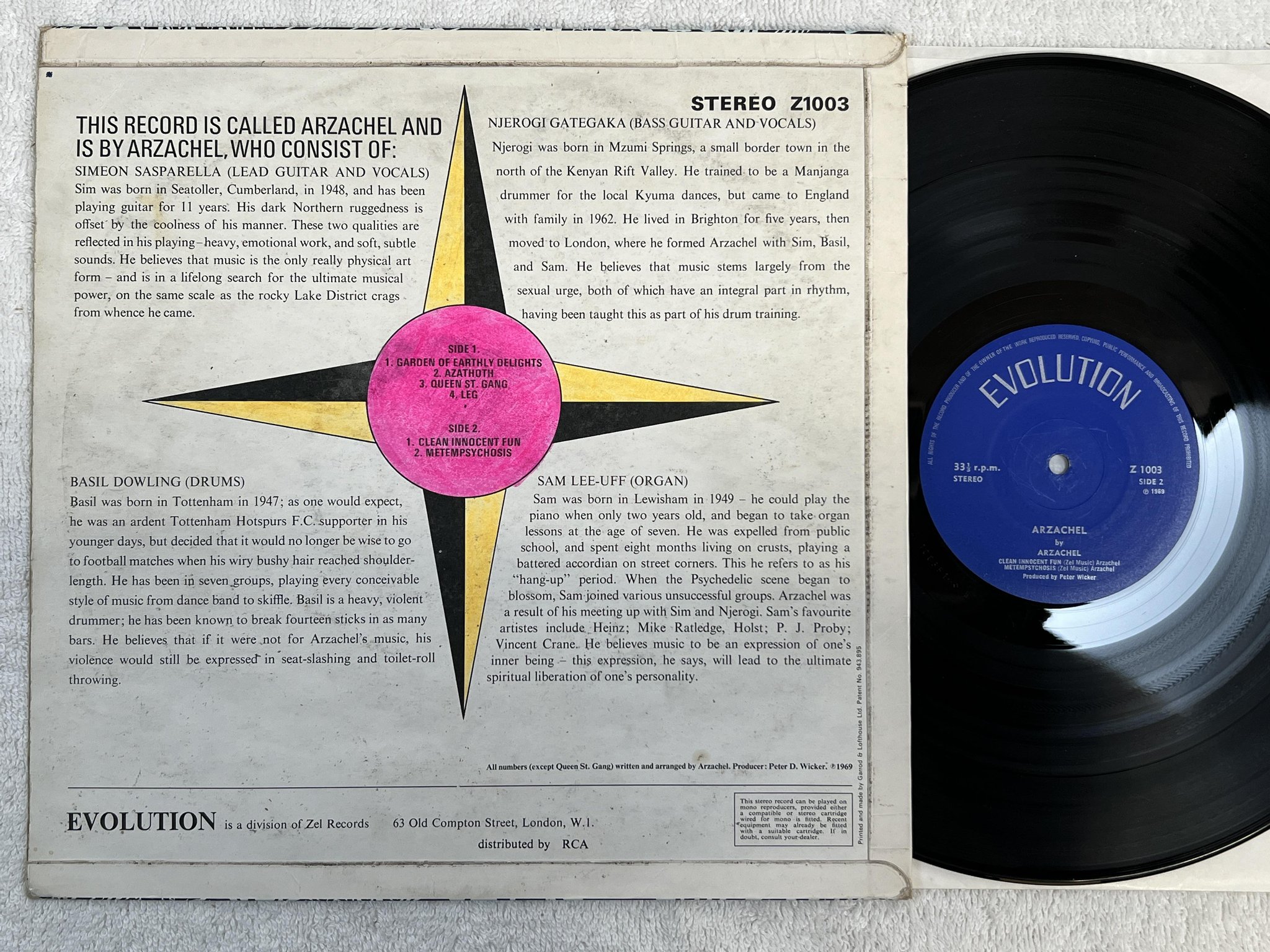 Omslagsbild för skivan ARZACHEL s/t LP -69 UK EVOLUTION Z 1003 ***** OG MEGA RARE 1st ISSUE *****