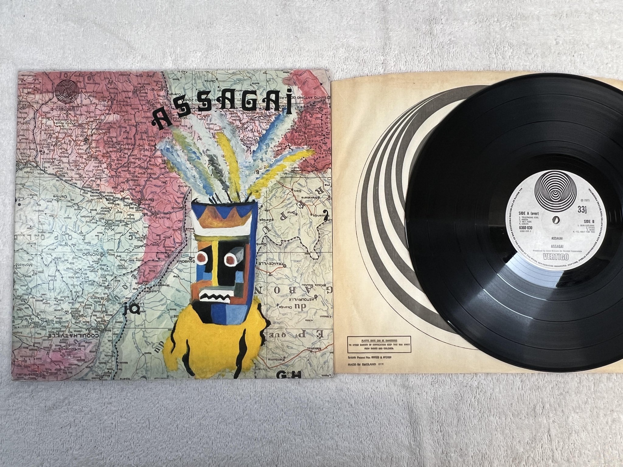 Omslagsbild för skivan ASSAGAI s/t LP -71 UK VERTIGO 6360 030 *** RARE AFROBEAT / PROG ***