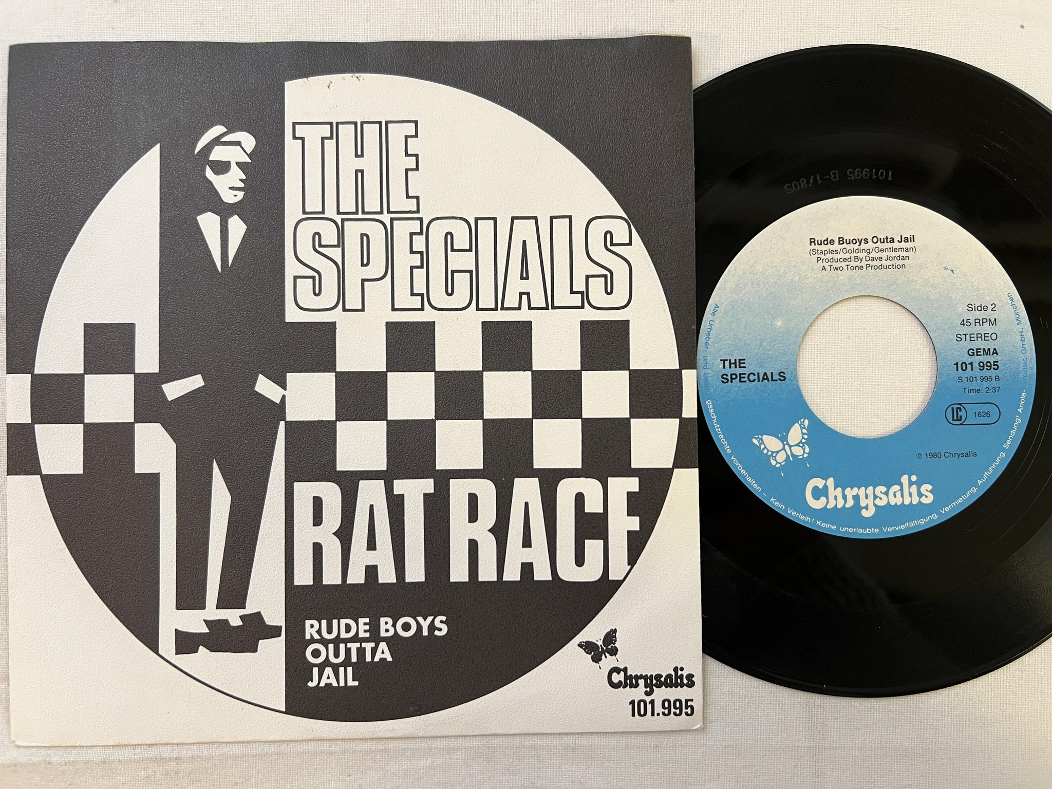 Omslagsbild för skivan THE SPECIALS rat race 7" -80 Ger CHRYSALIS 101 995