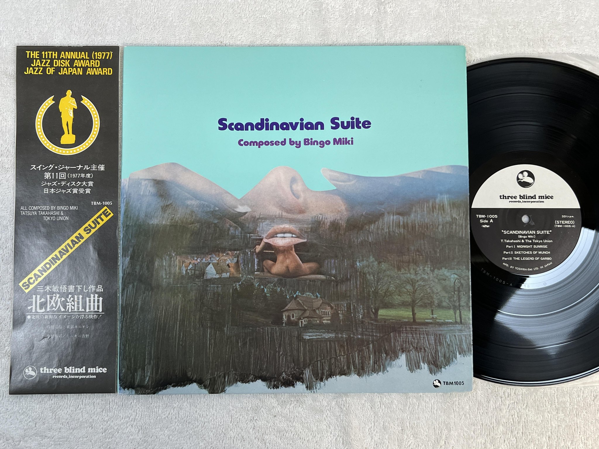 Omslagsbild för skivan Bingo MikI & Tatsuya Takahashi - Scandinavian Suite LP Japan THREE BLIND MICE