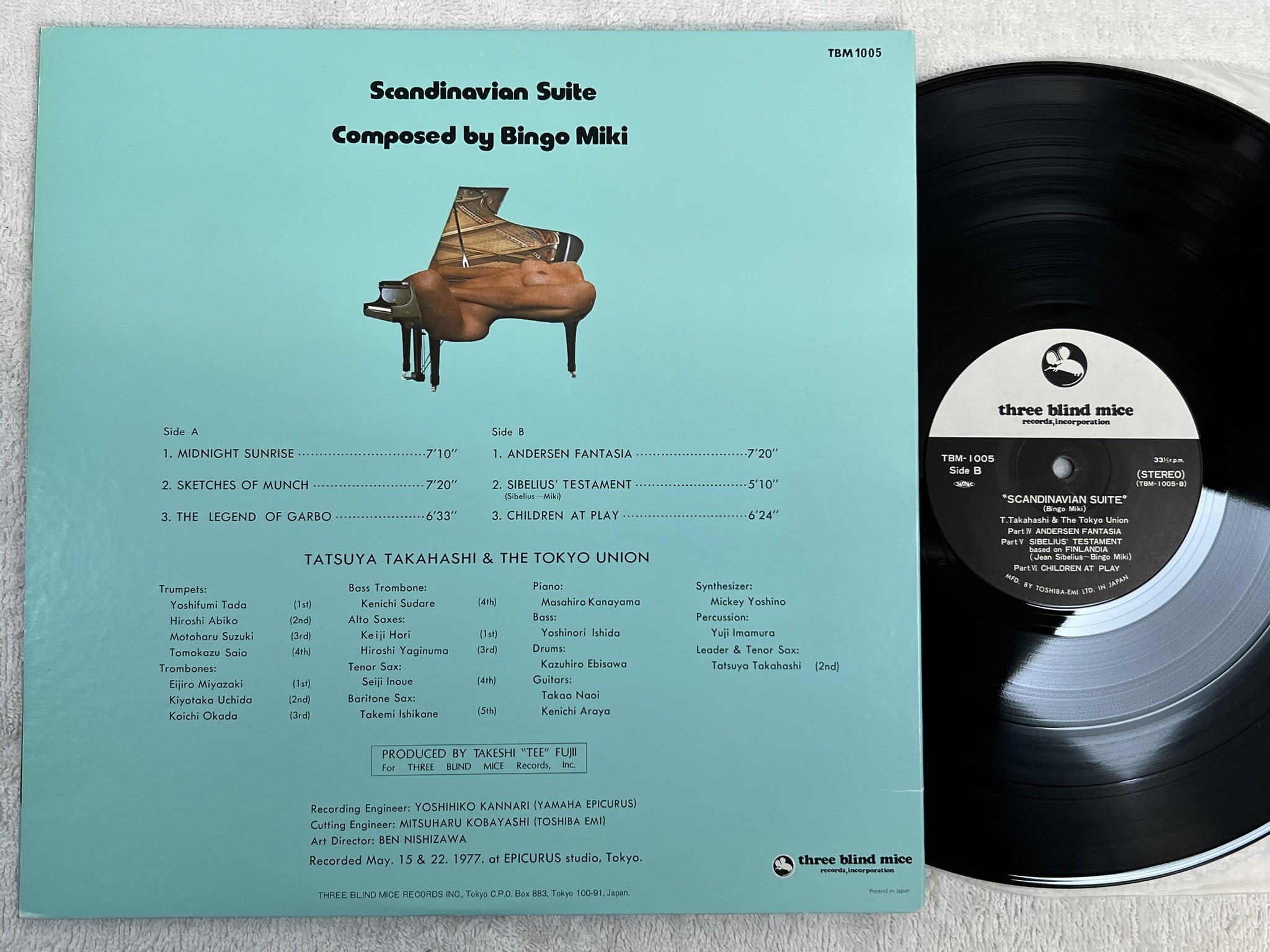Omslagsbild för skivan Bingo MikI & Tatsuya Takahashi - Scandinavian Suite LP Japan THREE BLIND MICE