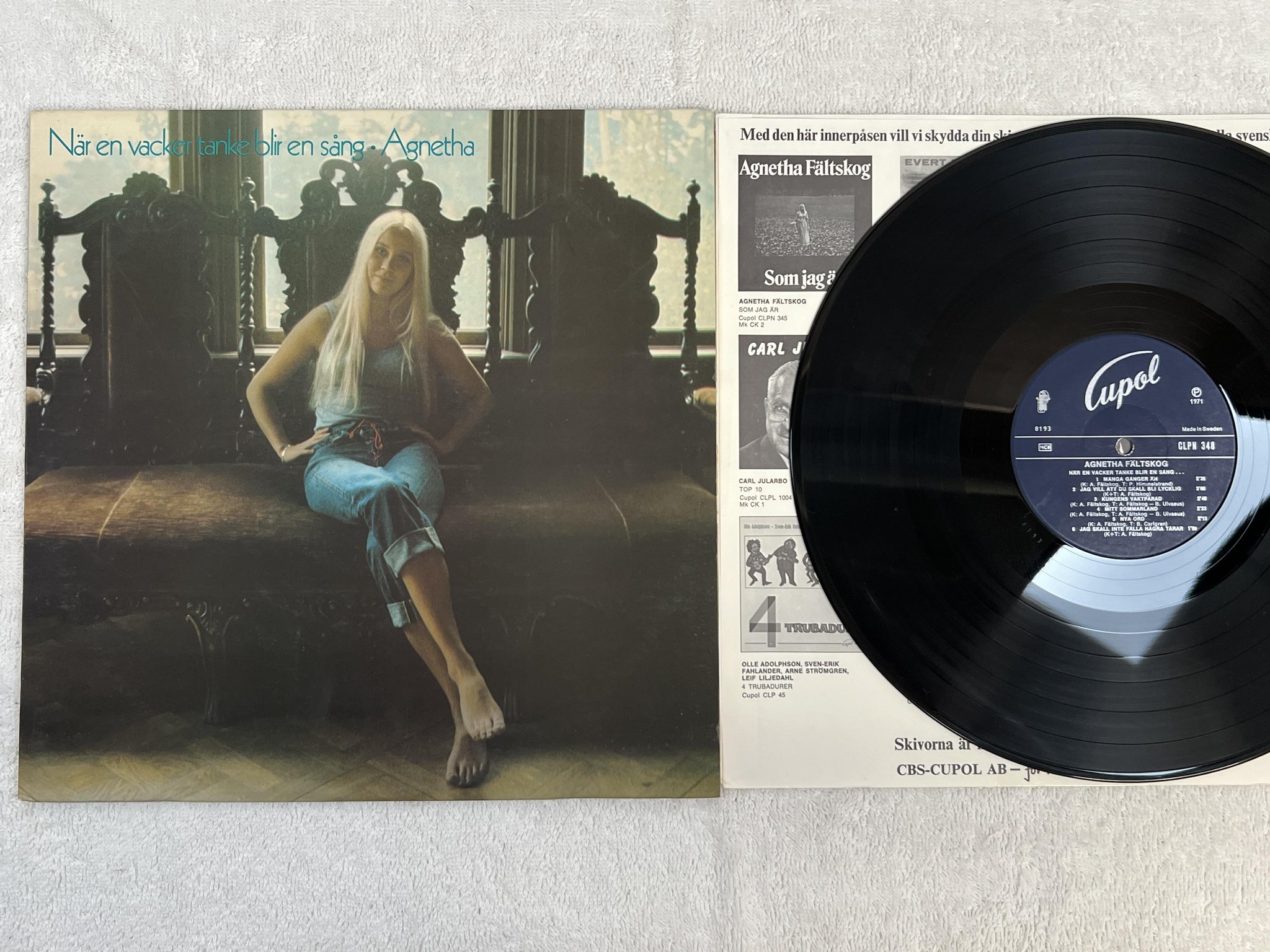 Omslagsbild för skivan AGNETHA FÄLTSKOG När En Vacker Tanke Blir En Sång LP -71 Swe CUPOL CLPN 348