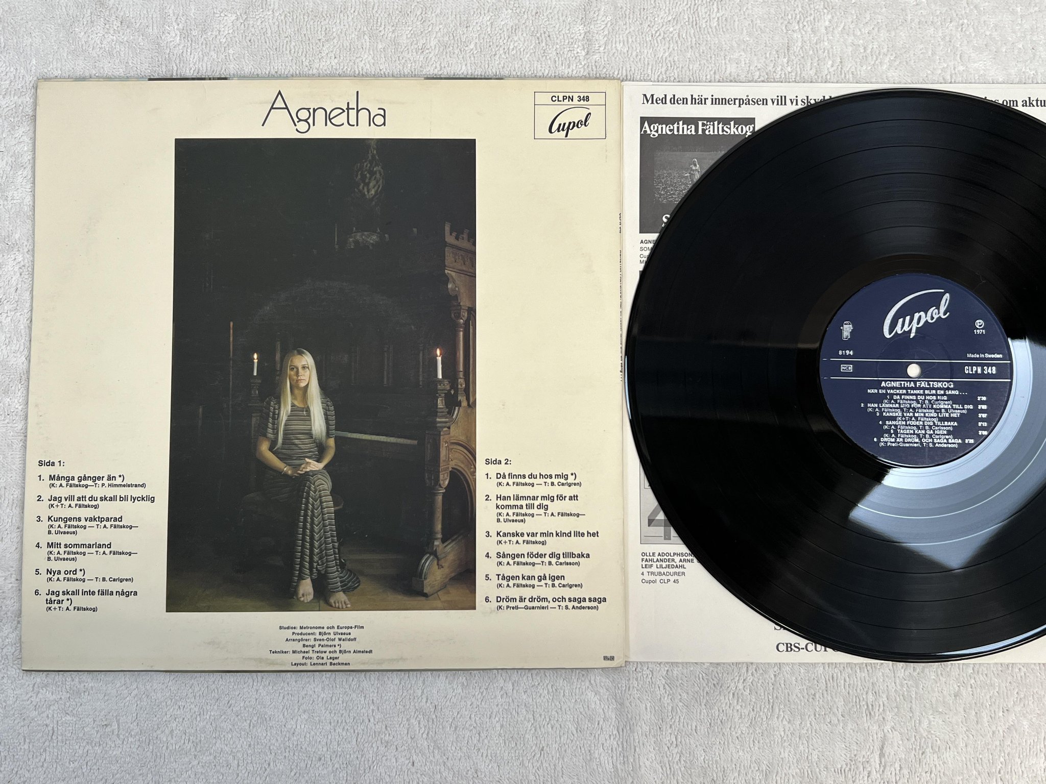 Omslagsbild för skivan AGNETHA FÄLTSKOG När En Vacker Tanke Blir En Sång LP -71 Swe CUPOL CLPN 348