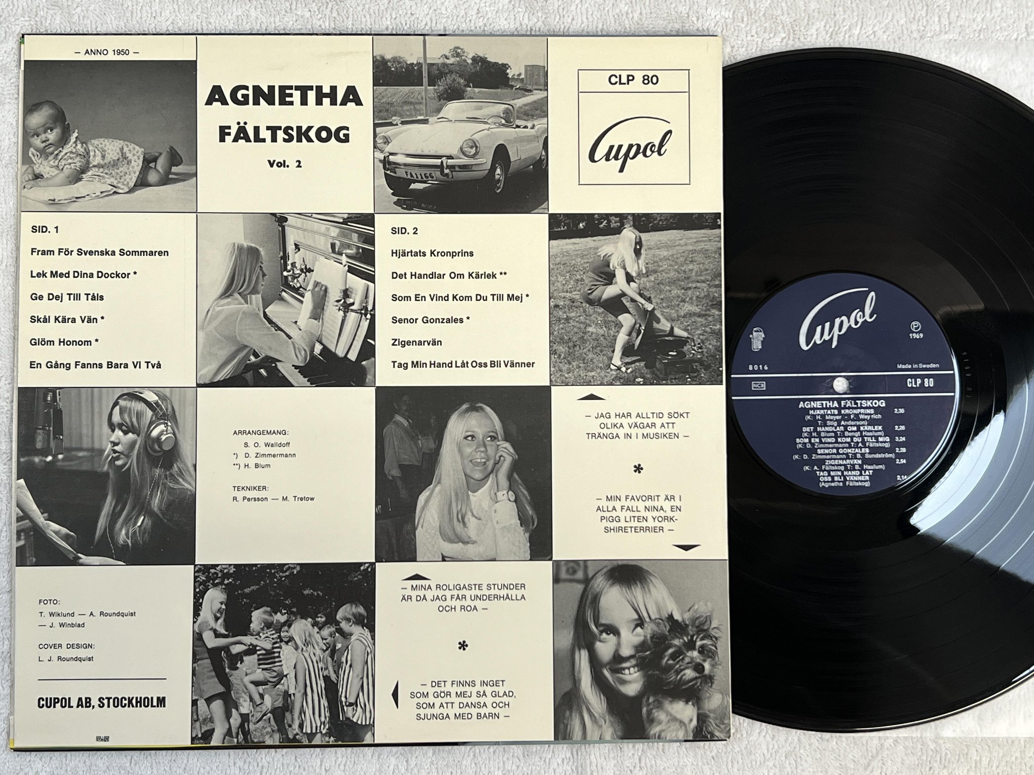 Omslagsbild för skivan AGNETHA FÄLTSKOG vol 2 LP -69 Swe CUPOL CLP 80