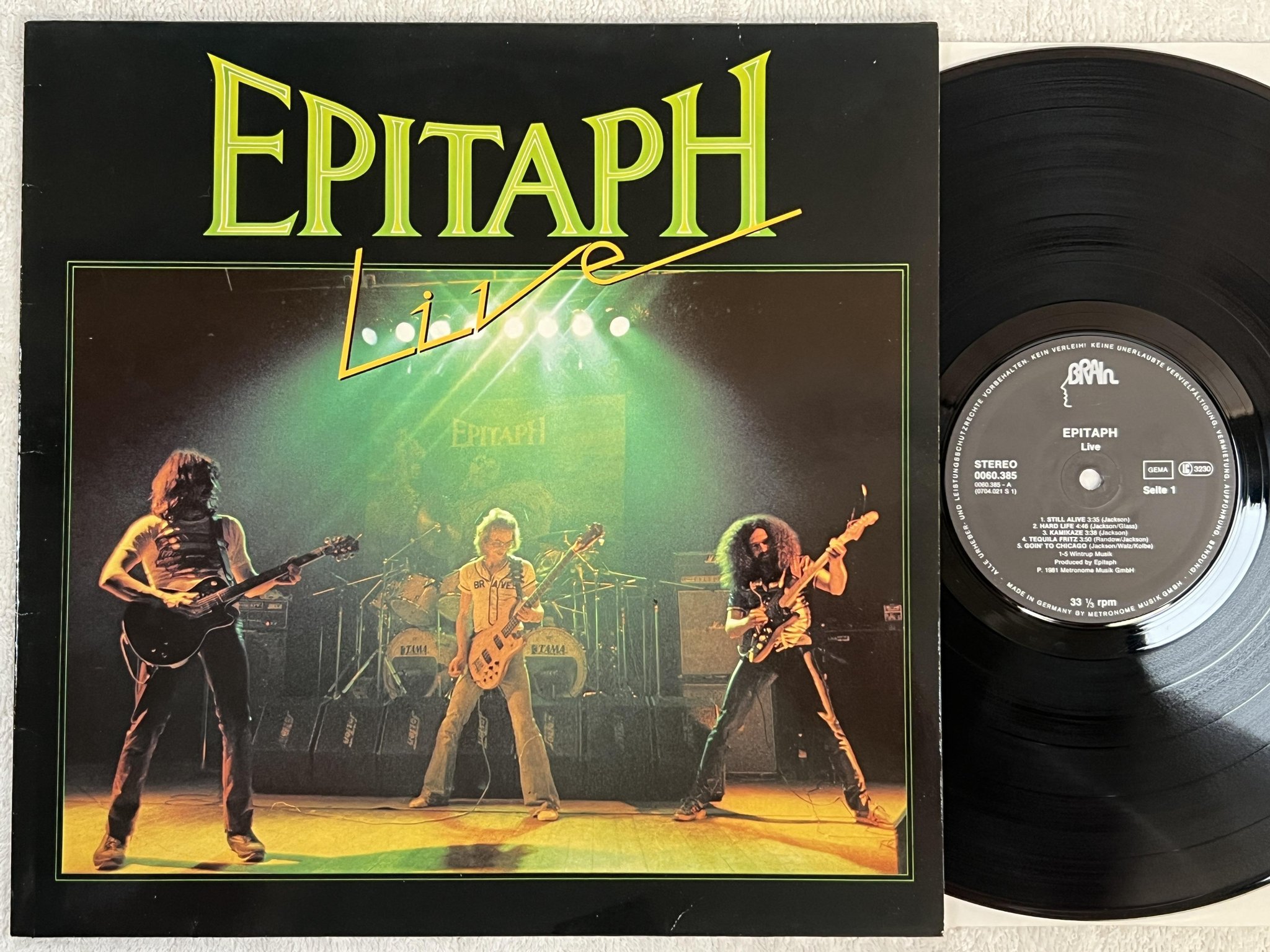 Omslagsbild för skivan EPITAPH live LP -81 Ger BRAIN 0060.385