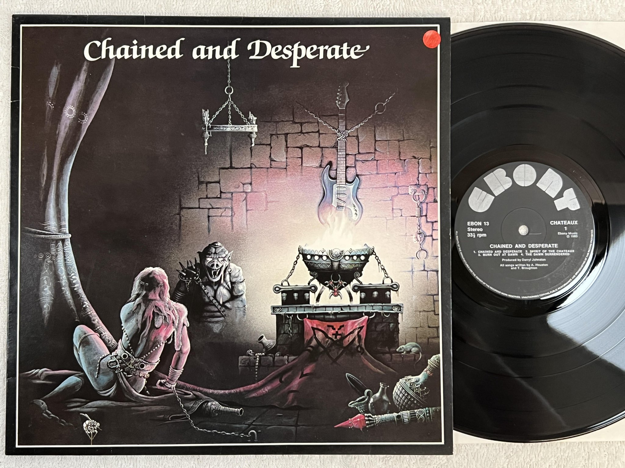 Omslagsbild för skivan CHATEAUX chained and desperate LP -83 UK EBONY EBON-13
