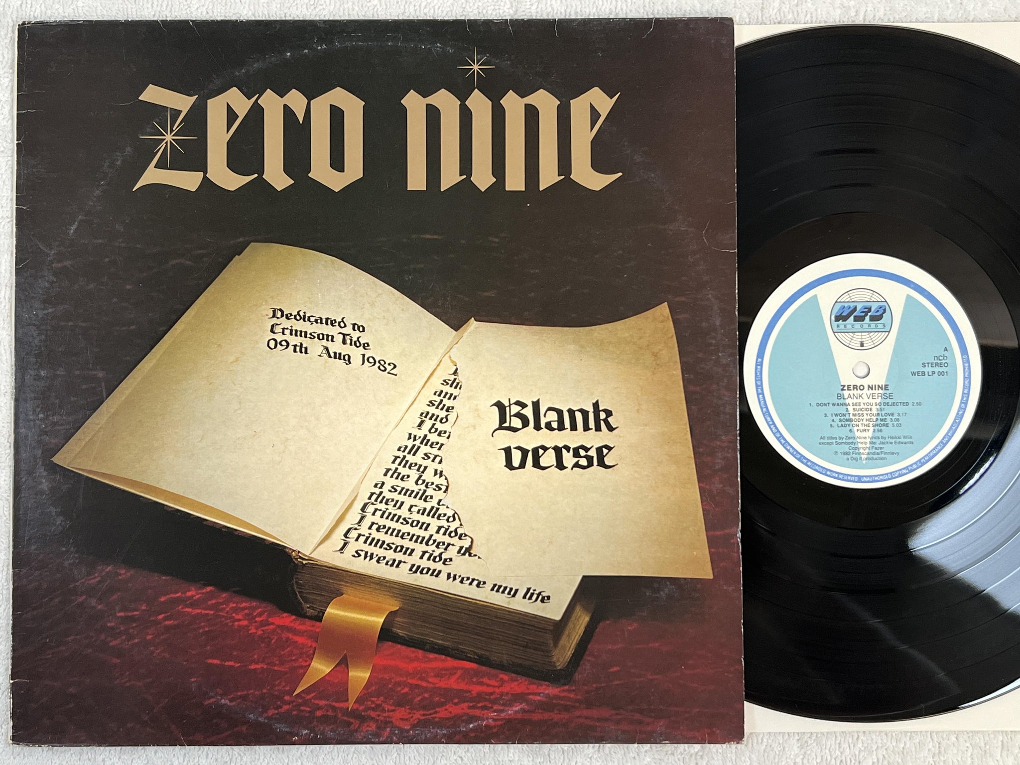 Omslagsbild för skivan ZERO NINE blank verse LP -82 Swe WEB LP 001
