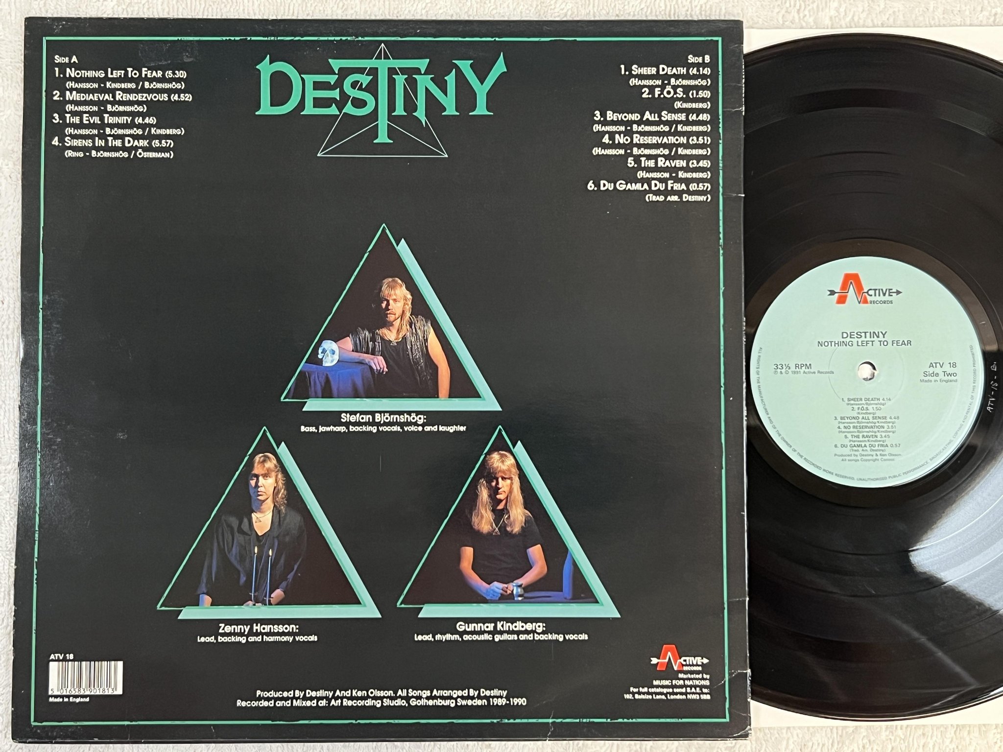 Omslagsbild för skivan DESTINY Nothing Left To Fear LP -91 UK active ATV 18