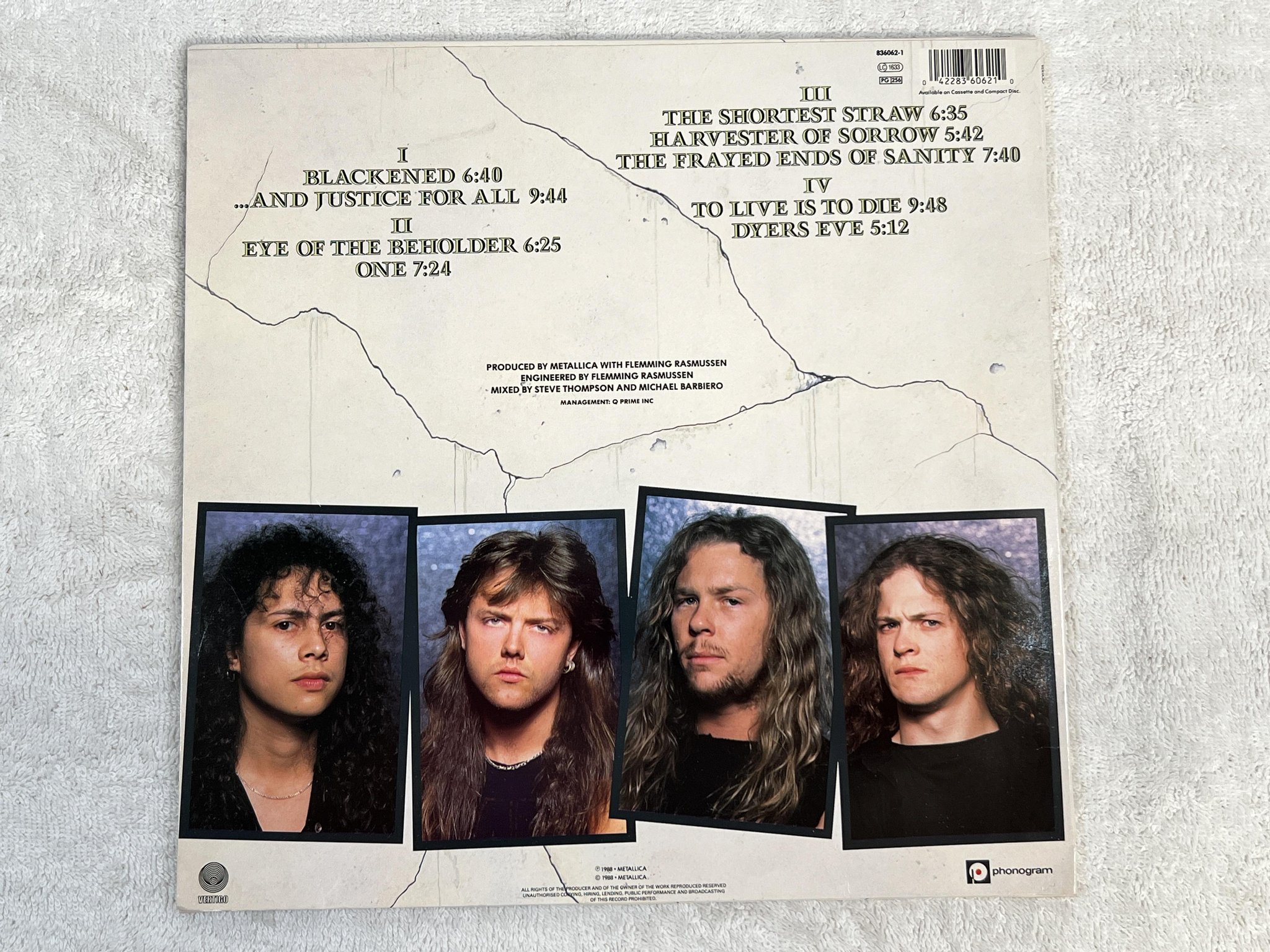 Omslagsbild för skivan METALLICA ...and justice for all 2xLP -88 VERTIGO 836062-1