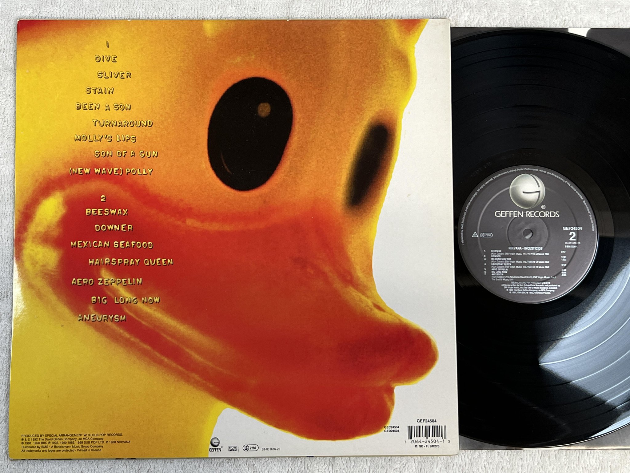 Omslagsbild för skivan NIRVANA Incesticide LP -92 EU GEFFEN GEF 24504
