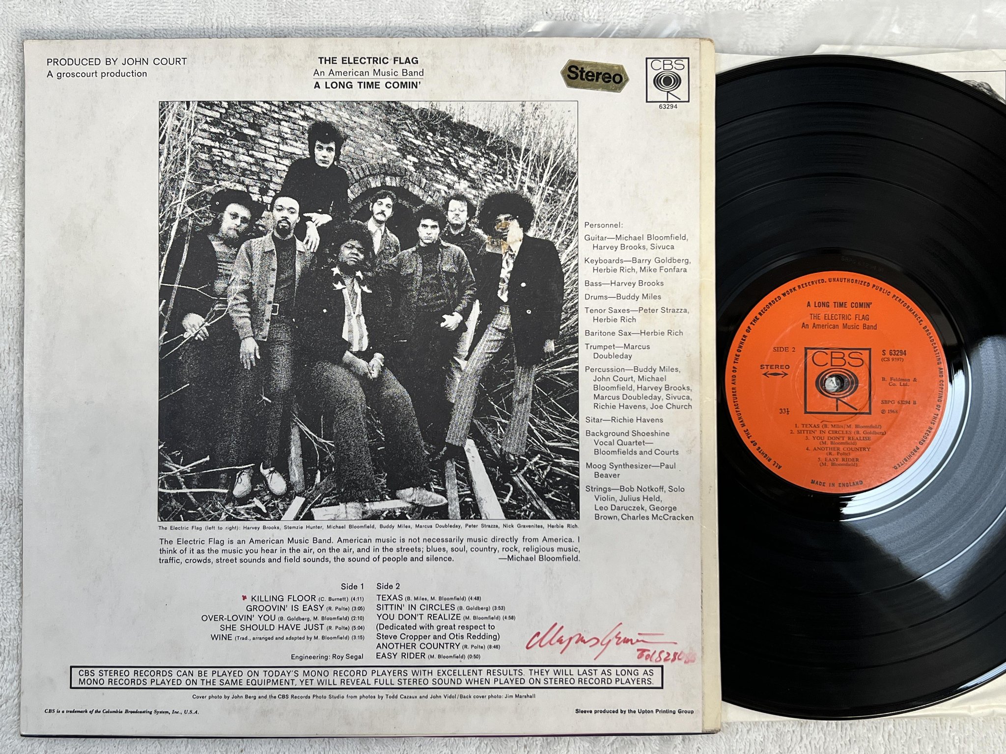 Omslagsbild för skivan THE ELECTRIC FLAG a long time comin' LP -68 UK CBS S 63294