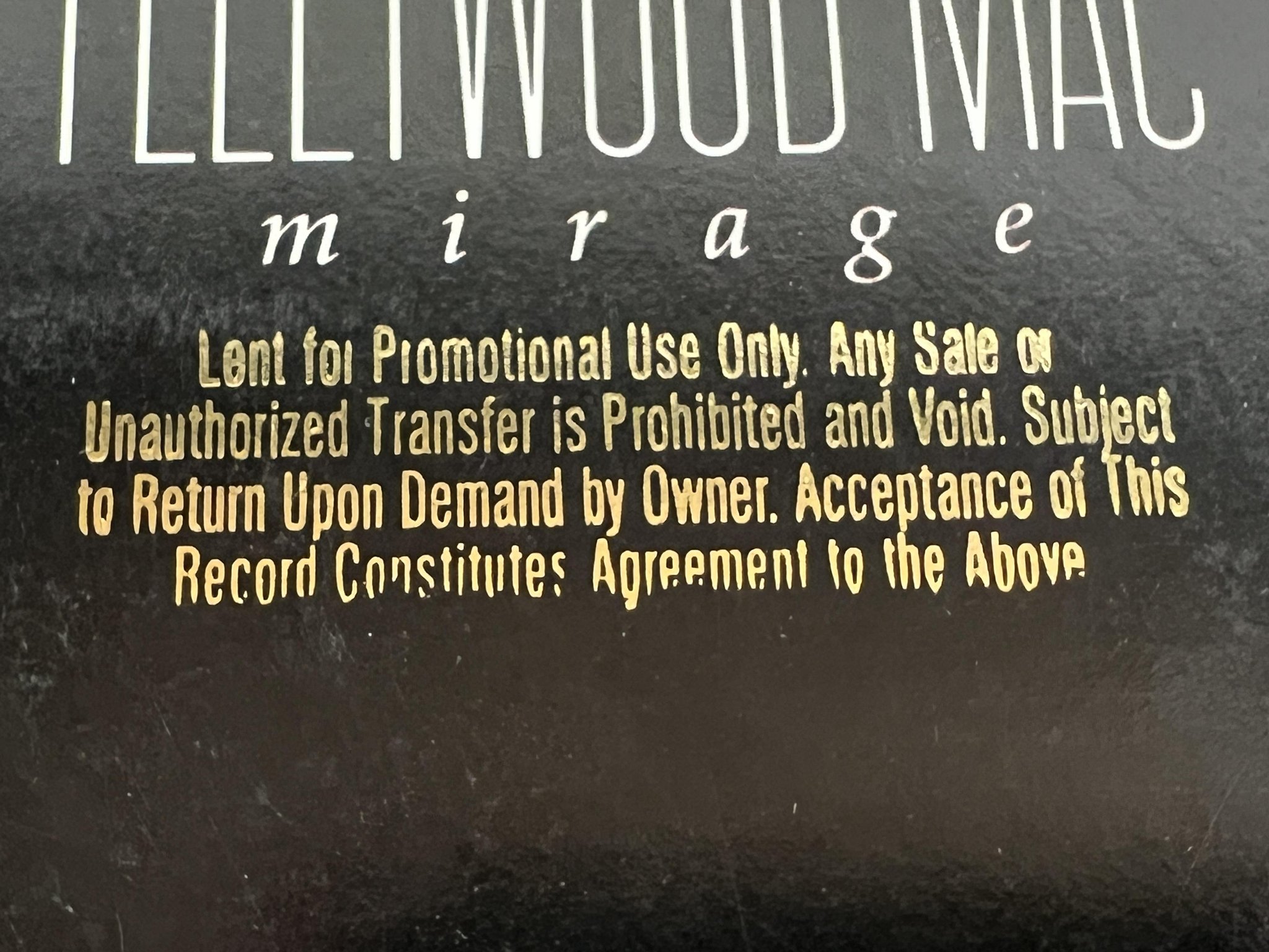 Omslagsbild för skivan FLEETWOOD MAC mirage LP -82 US WARNER 1-23607 *** promo stamp ***