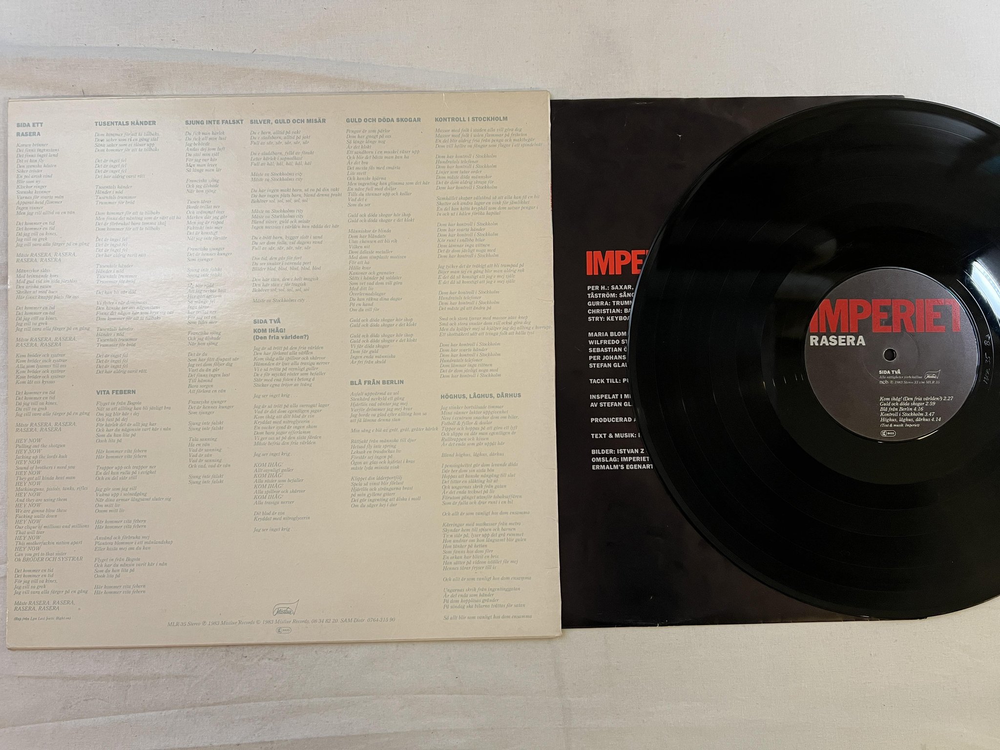 Omslagsbild för skivan IMPERIET rasera LP -83 Swe MISTLUR MLR 35