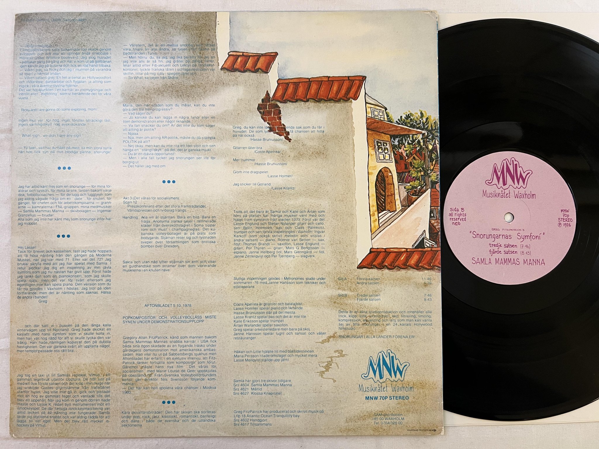 Omslagsbild för skivan SAMLA MAMMAS MANNA snorungarnas symphoni LP -76 Swe MNW 70P