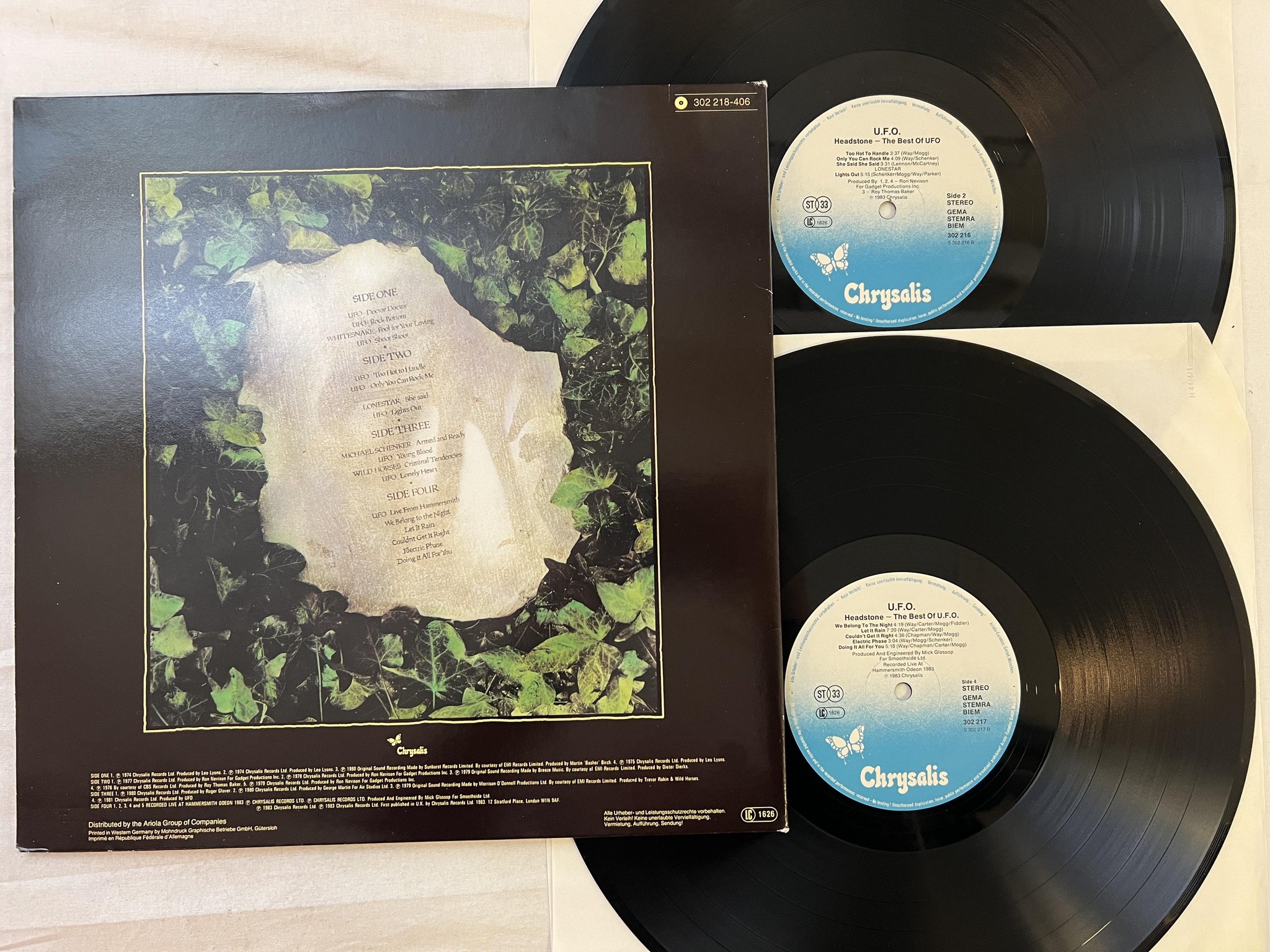 Omslagsbild för skivan V/A Headstone: the best of UFO 2xLP -83 CHRYSALIS 302 218-406
