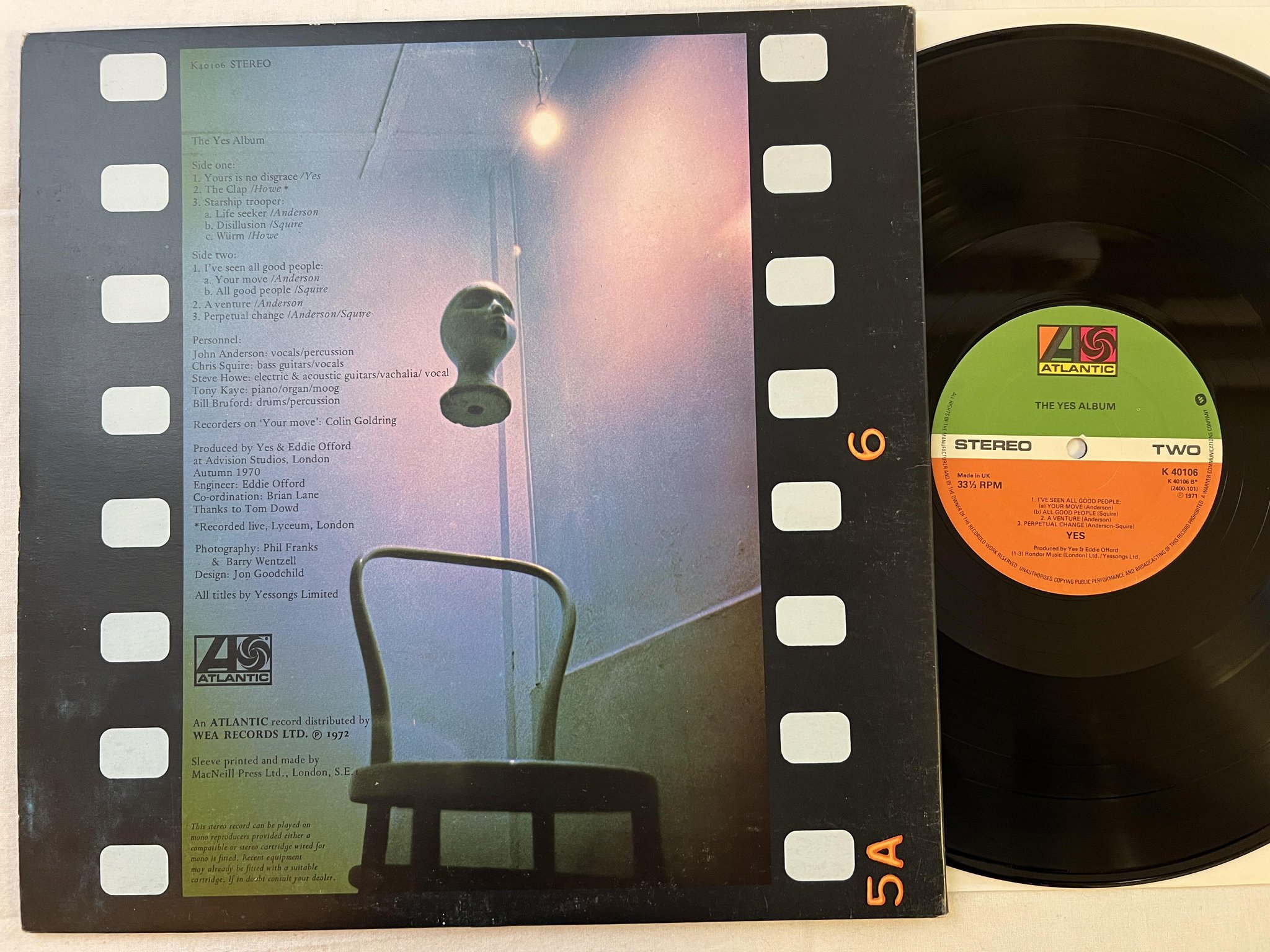 Omslagsbild för skivan YES the yes album LP UK ATLANTIC K 40106