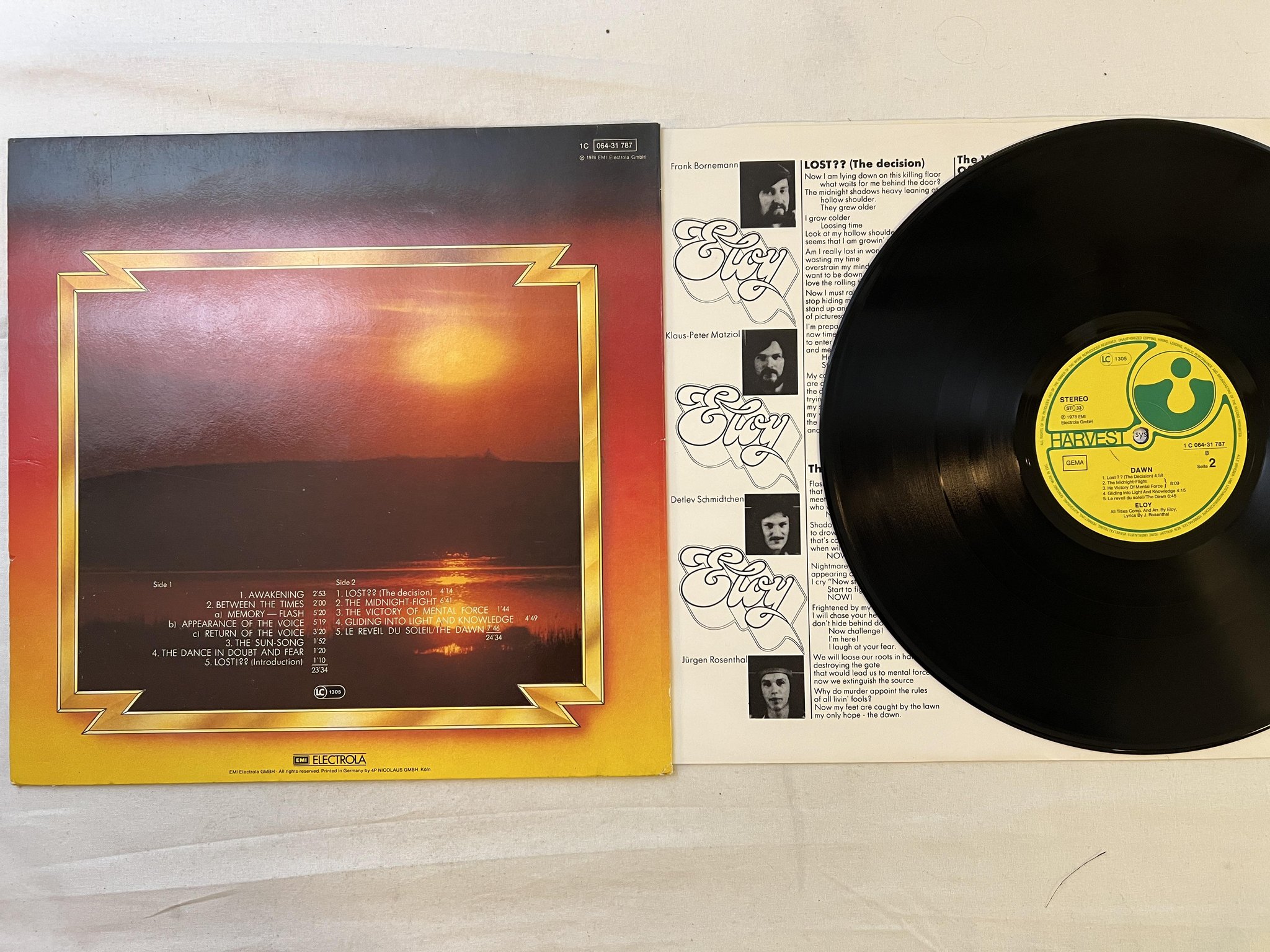 Omslagsbild för skivan ELOY dawn LP Ger HARVEST 1C 064-31787