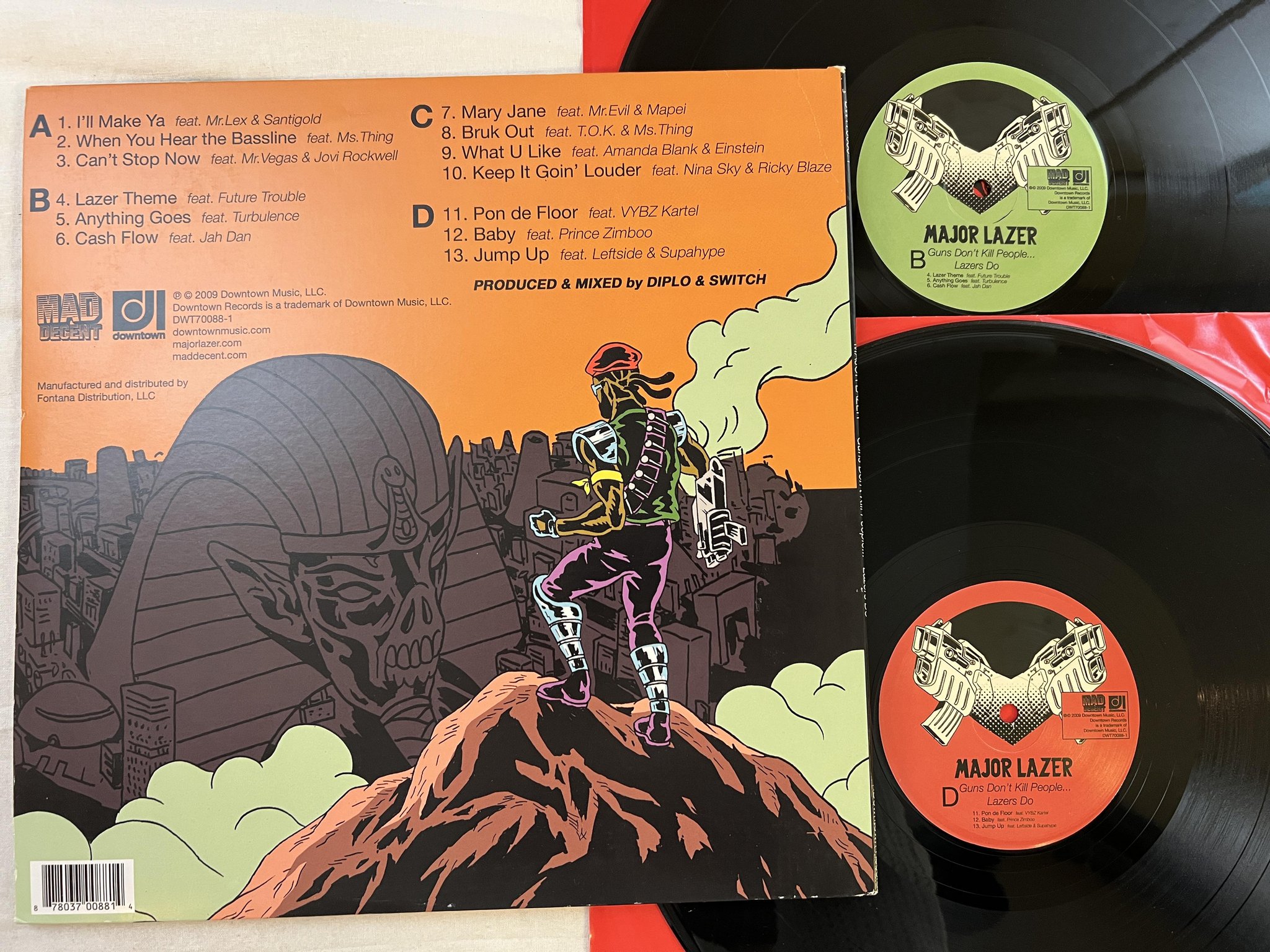 Omslagsbild för skivan MAJOR LAZER Guns Don't Kill People... Lazers Do 2xLP 2009 *** GRIME / REGGAE ***