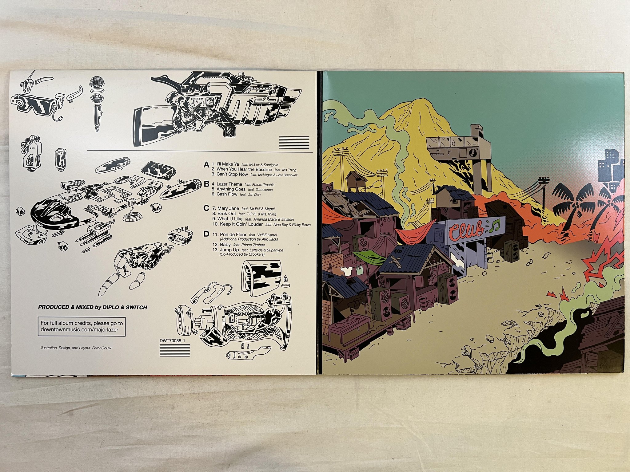 Omslagsbild för skivan MAJOR LAZER Guns Don't Kill People... Lazers Do 2xLP 2009 *** GRIME / REGGAE ***