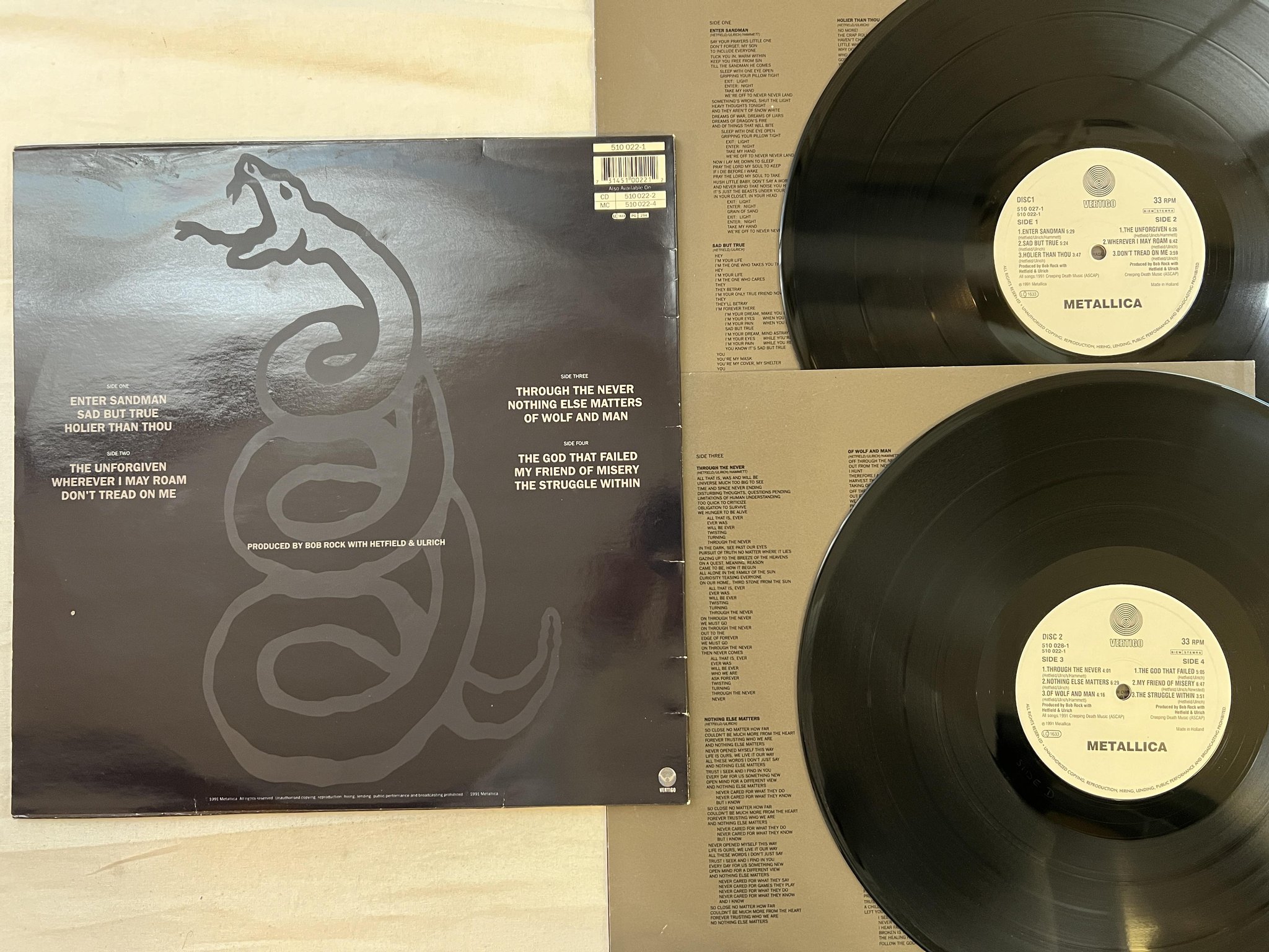 Omslagsbild för skivan METALLICA s/t 2xLP -91 Hol VERTIGO 510 027-1