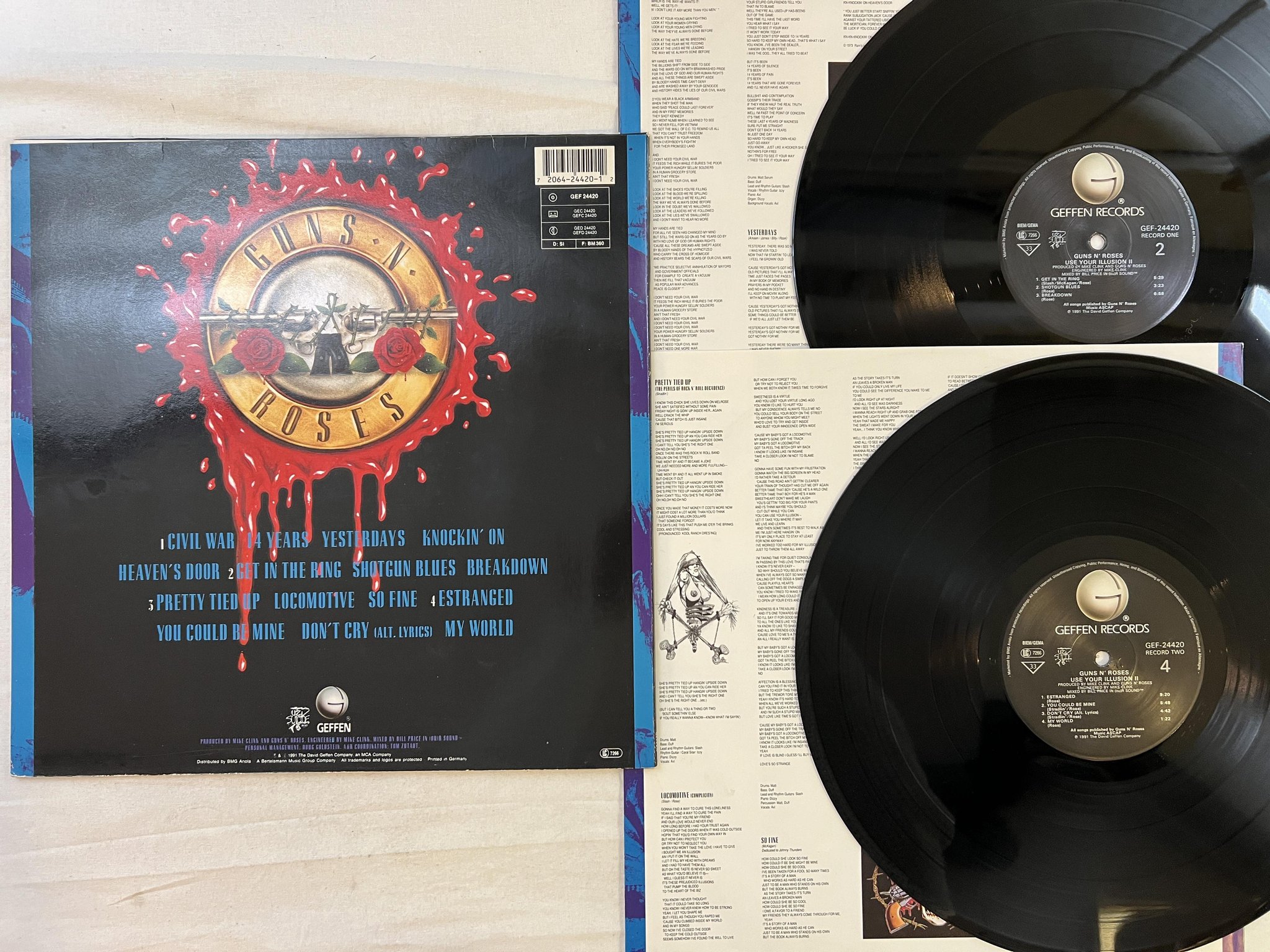 Omslagsbild för skivan GUNS N ROSES use an illusion II 2xLP -91 GEFFEN GEF 24420